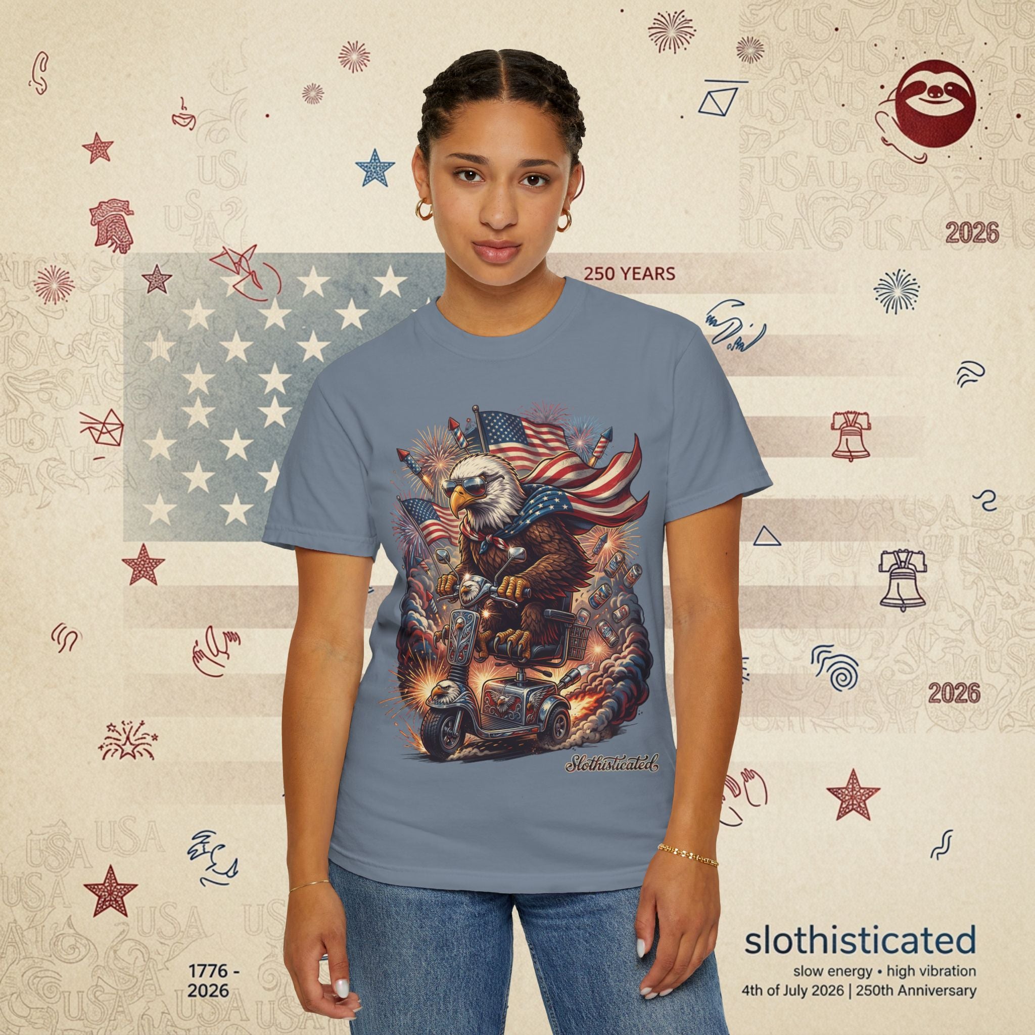 The Outrider — Patriotic Bald Eagle Motorcycle T-Shirt
