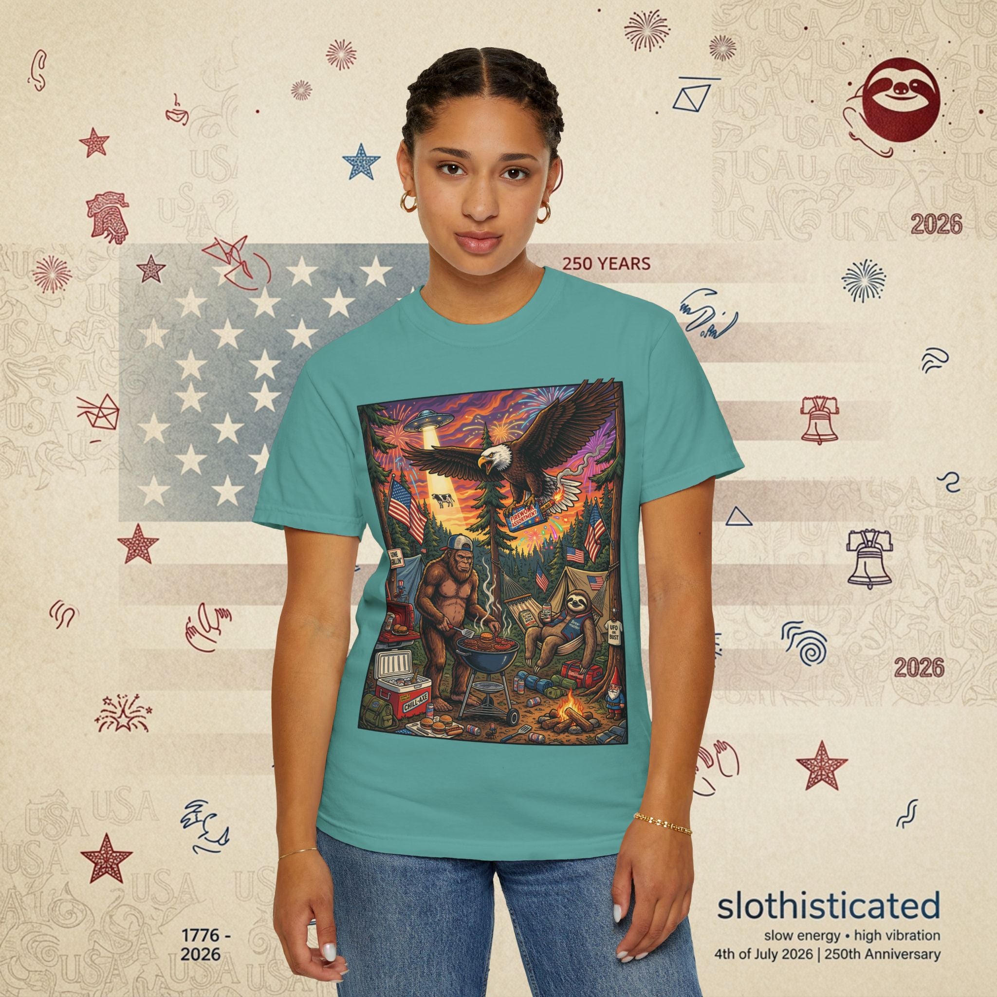 The Pitmaster — Patriotic Sasquatch Eagle Cookout T-Shirt