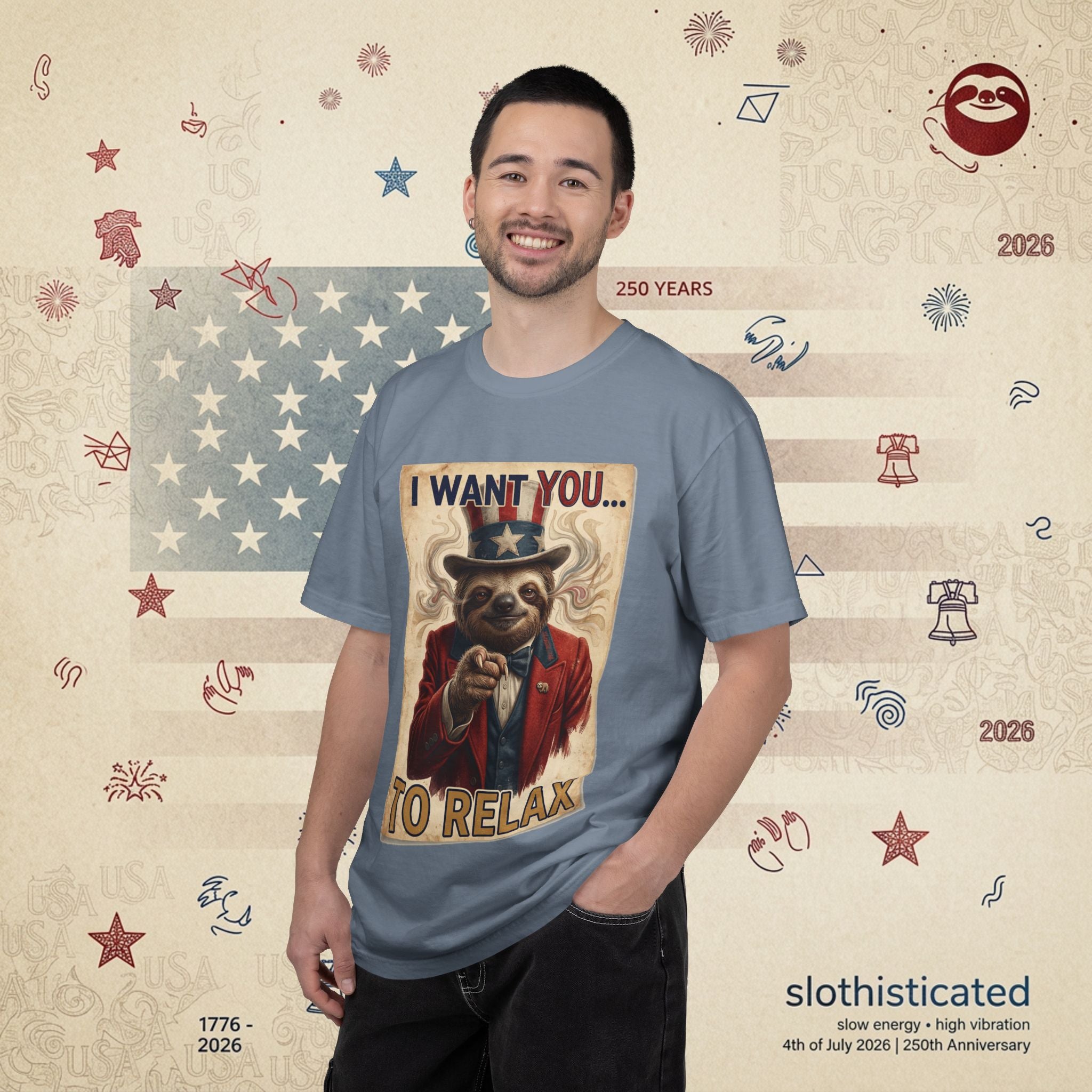 Uncle Slow — Patriotic Uncle Sam Sloth Relax Parody T-Shirt