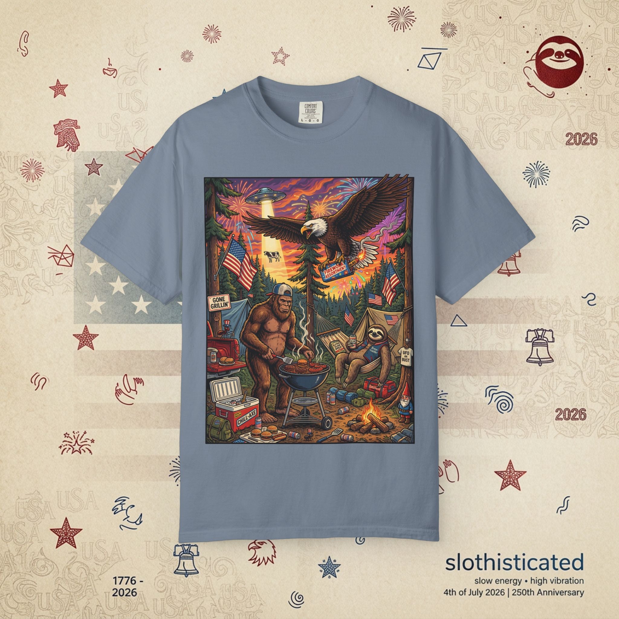 The Pitmaster — Patriotic Sasquatch Eagle Cookout T-Shirt