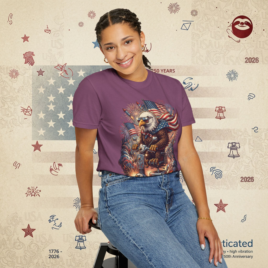 The Outrider — Patriotic Bald Eagle Motorcycle T-Shirt