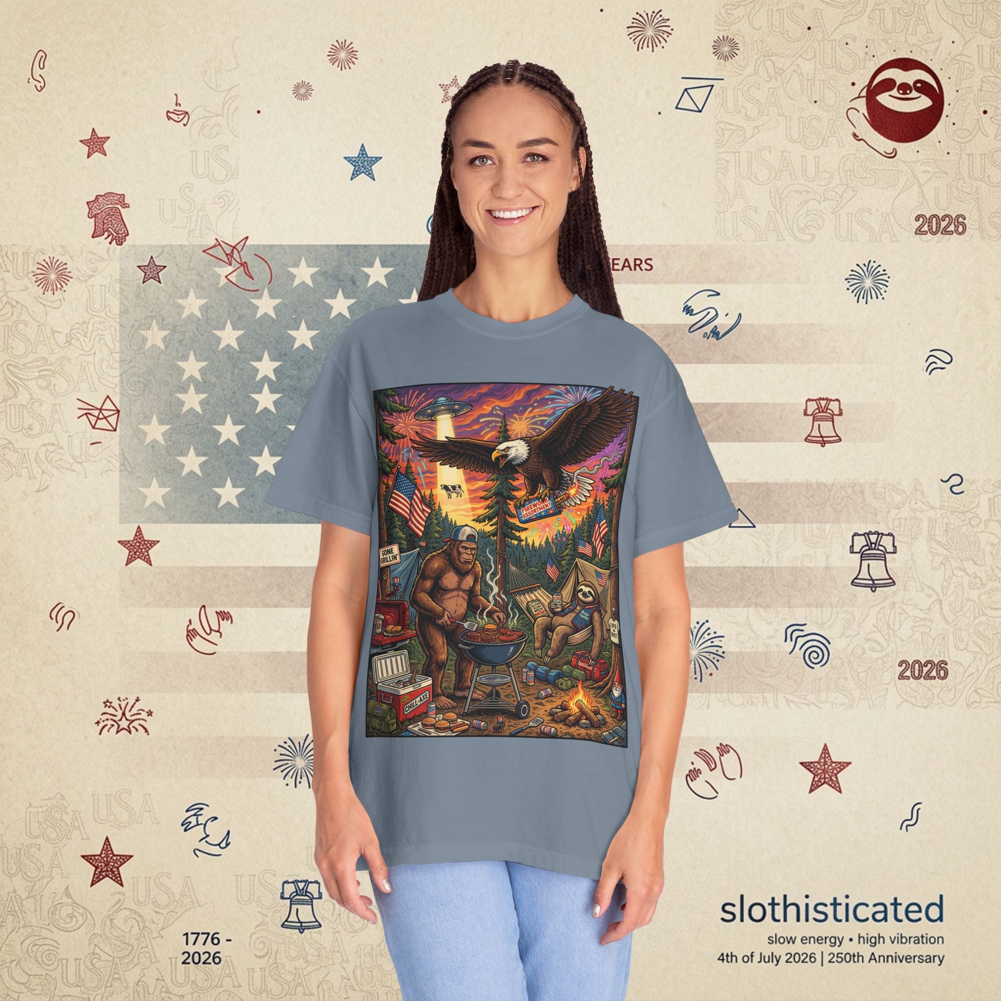 The Pitmaster — Patriotic Sasquatch Eagle Cookout T-Shirt