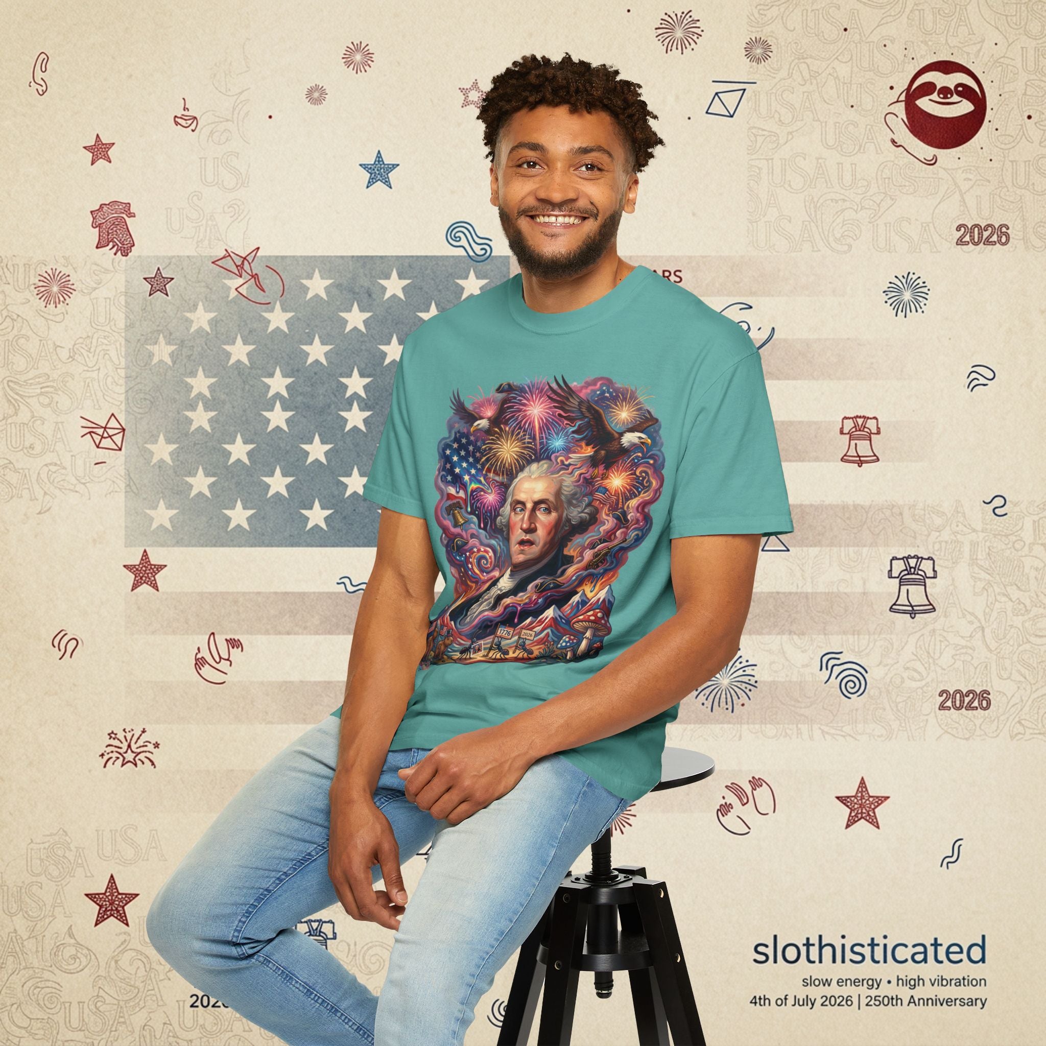 The Reverie — Psychedelic George Washington Fireworks T-Shirt