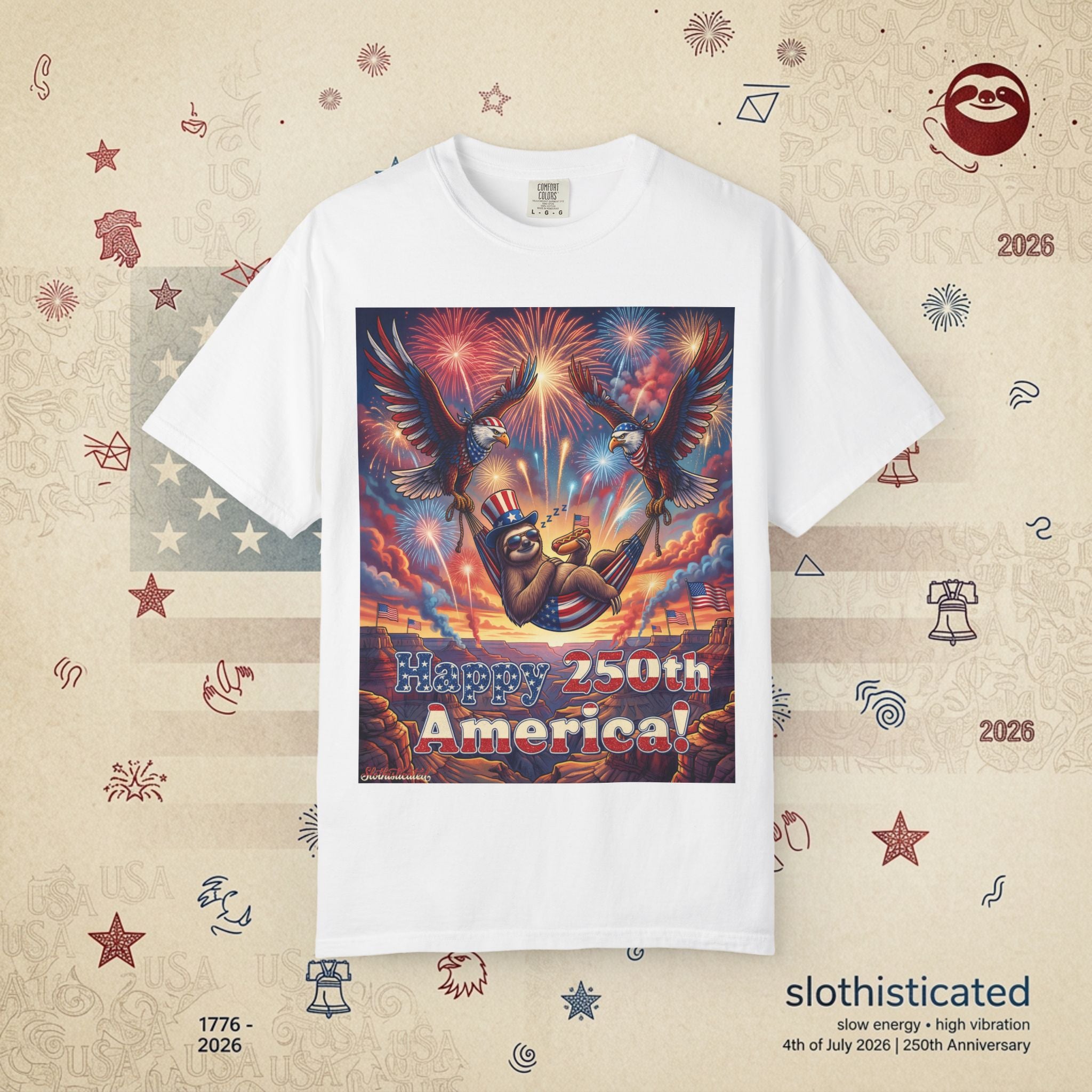 The Repose — Sloth Hammock 250th Anniversary T-Shirt