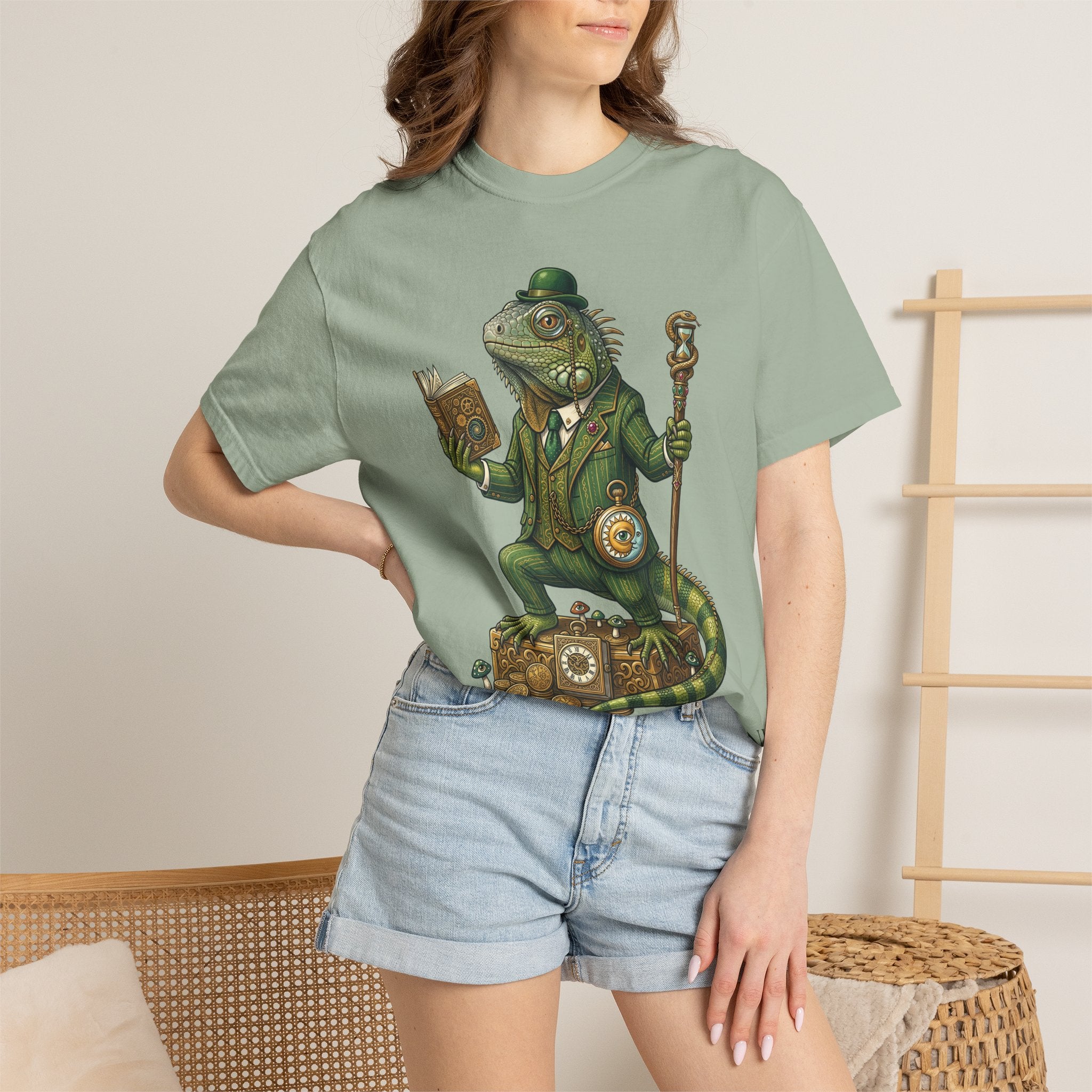 The Keeper of Hours — Mystical Iguana Sage T-Shirt
