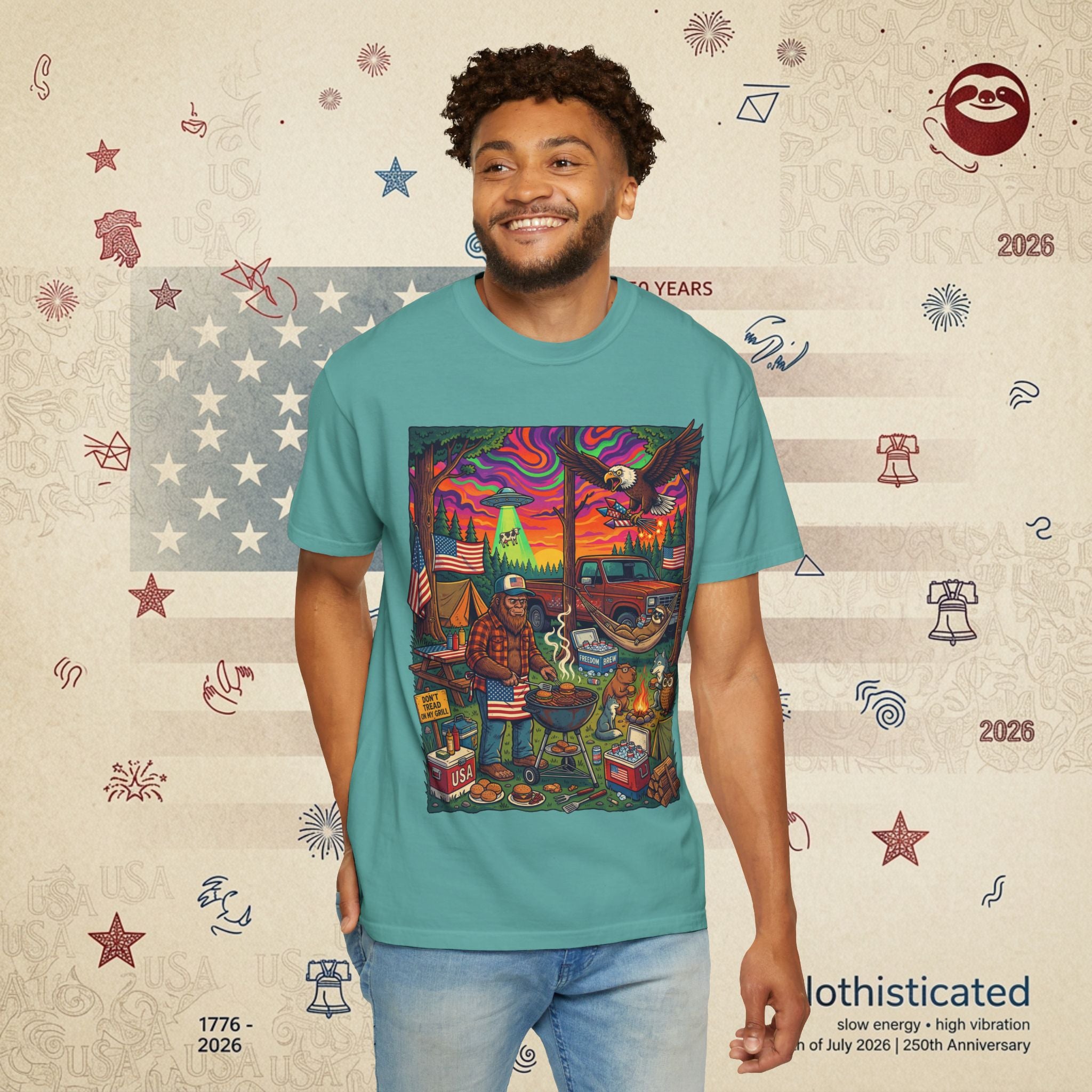 The Long Weekend — Sloth Campfire Americana T-Shirt