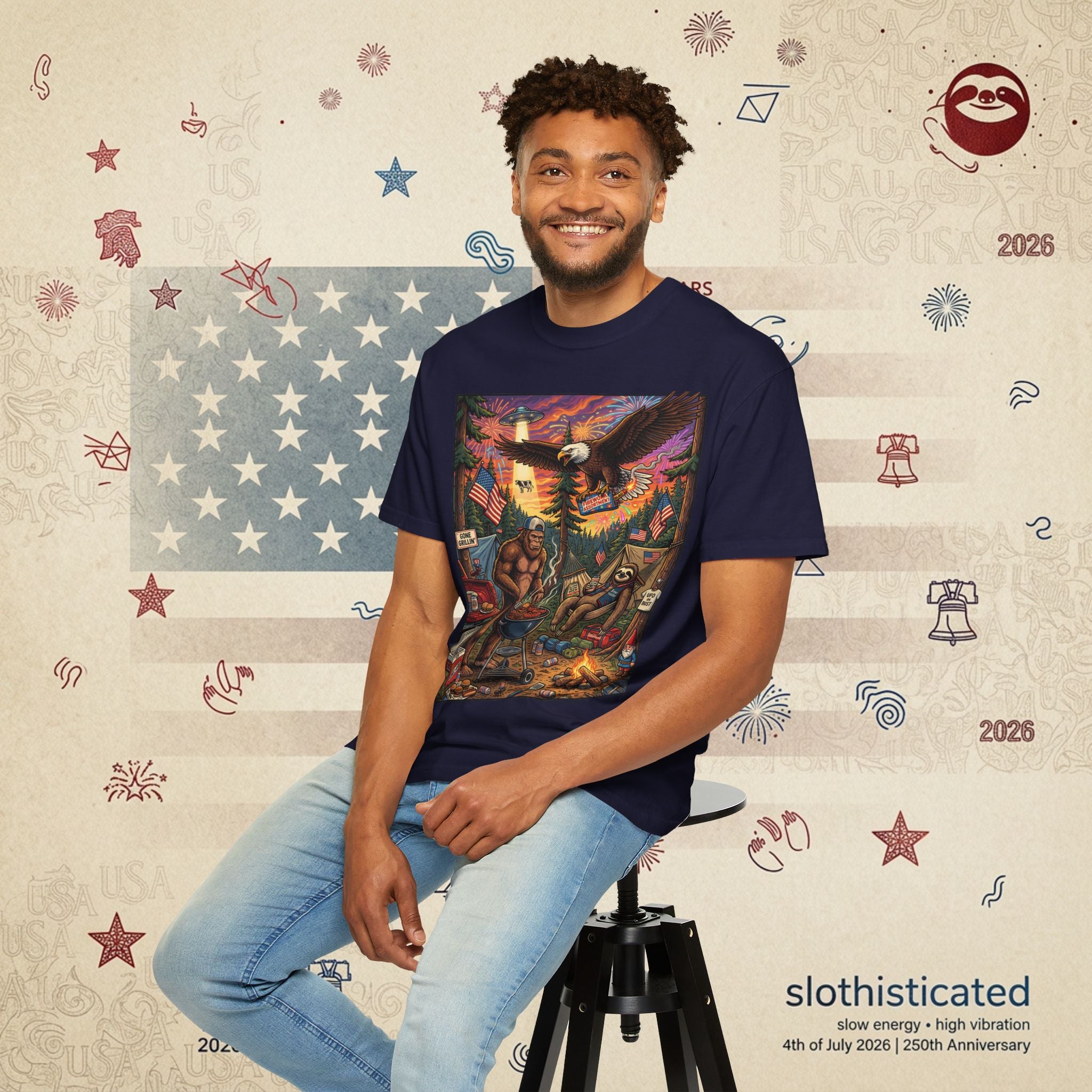 The Pitmaster — Patriotic Sasquatch Eagle Cookout T-Shirt