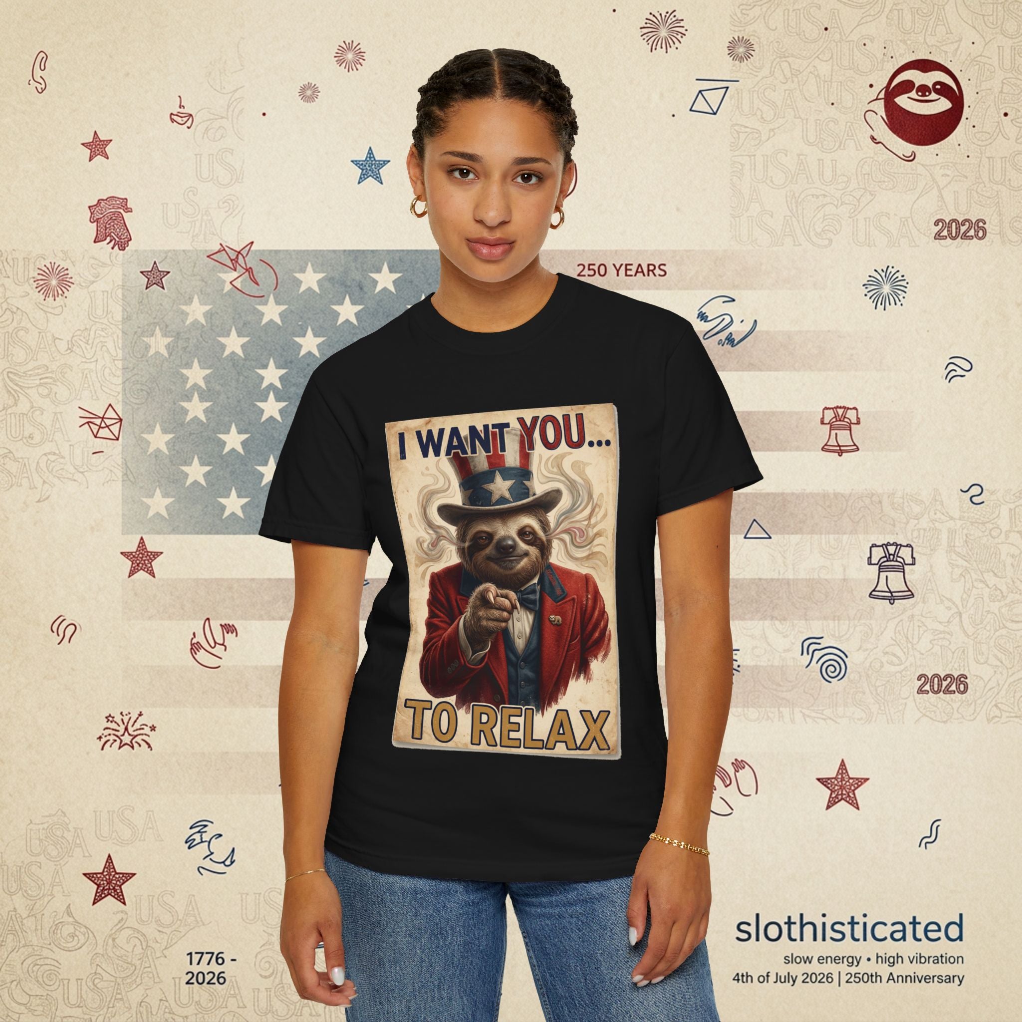 Uncle Slow — Patriotic Uncle Sam Sloth Relax Parody T-Shirt