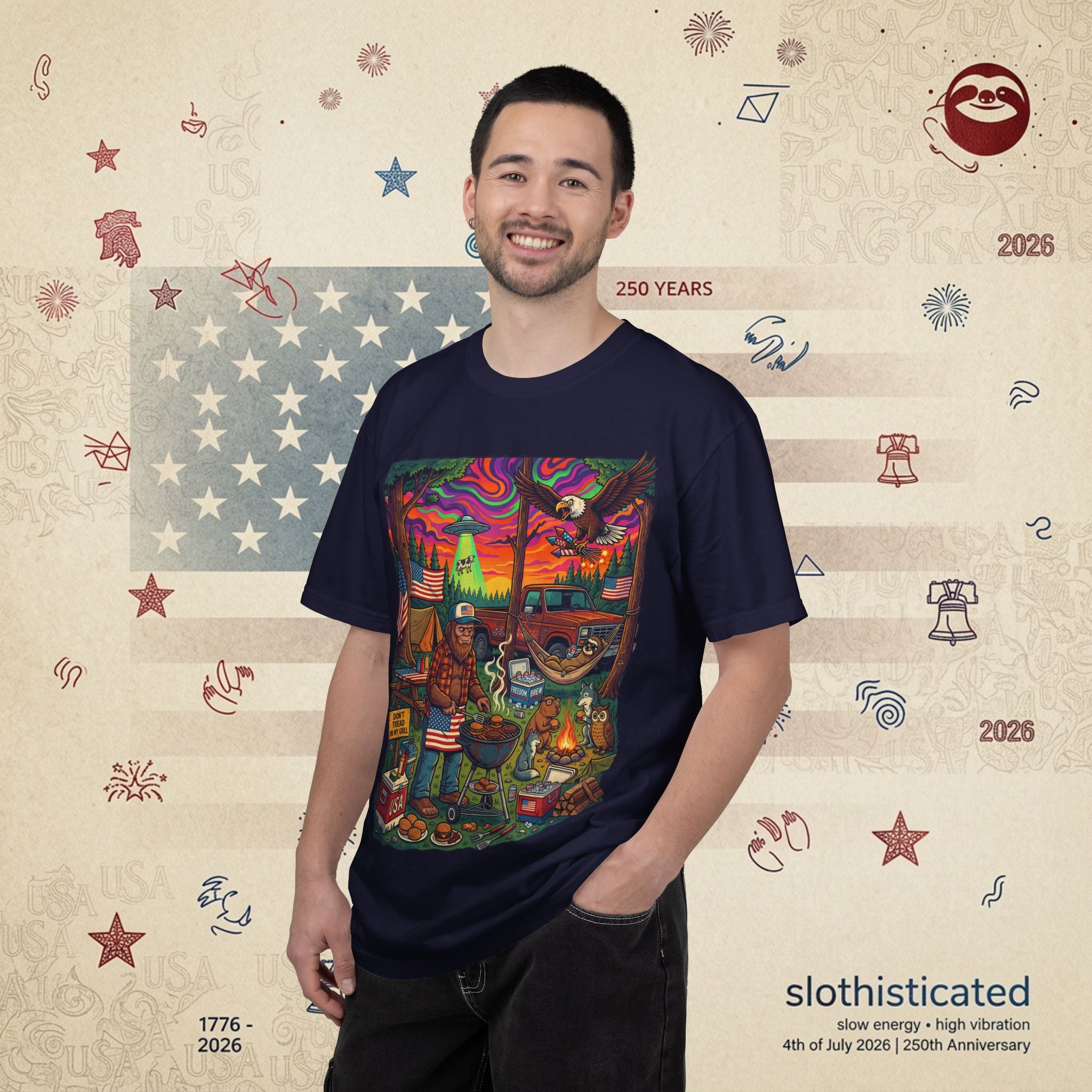 The Long Weekend — Sloth Campfire Americana T-Shirt