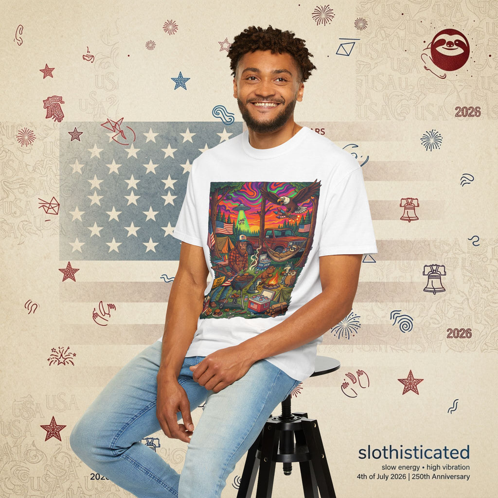 The Long Weekend — Sloth Campfire Americana T-Shirt