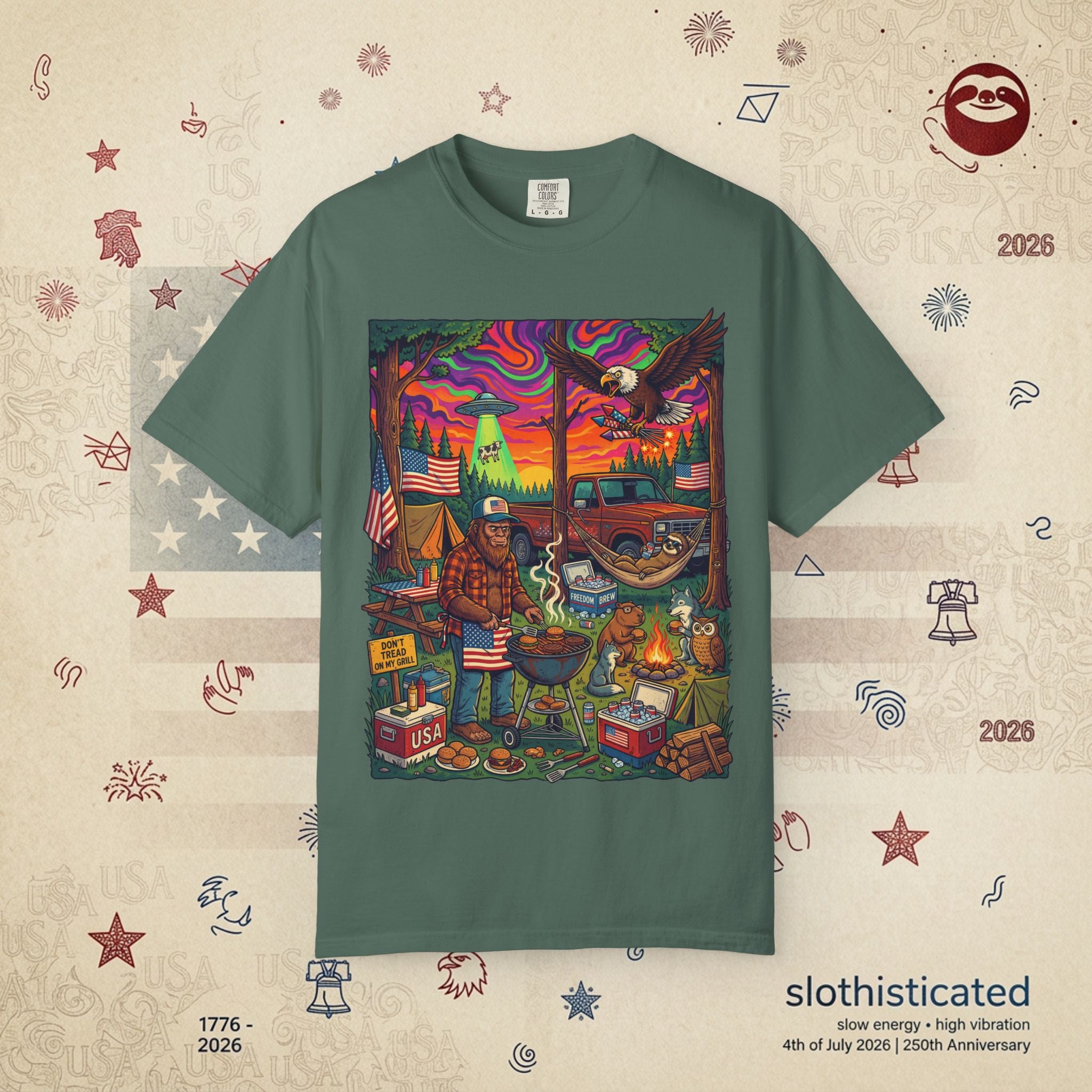 The Long Weekend — Sloth Campfire Americana T-Shirt