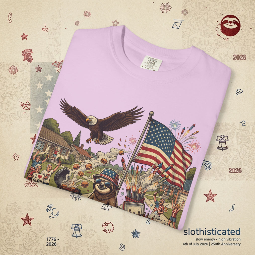 The Slow Ride — Sloth Riding Mower Americana T-Shirt