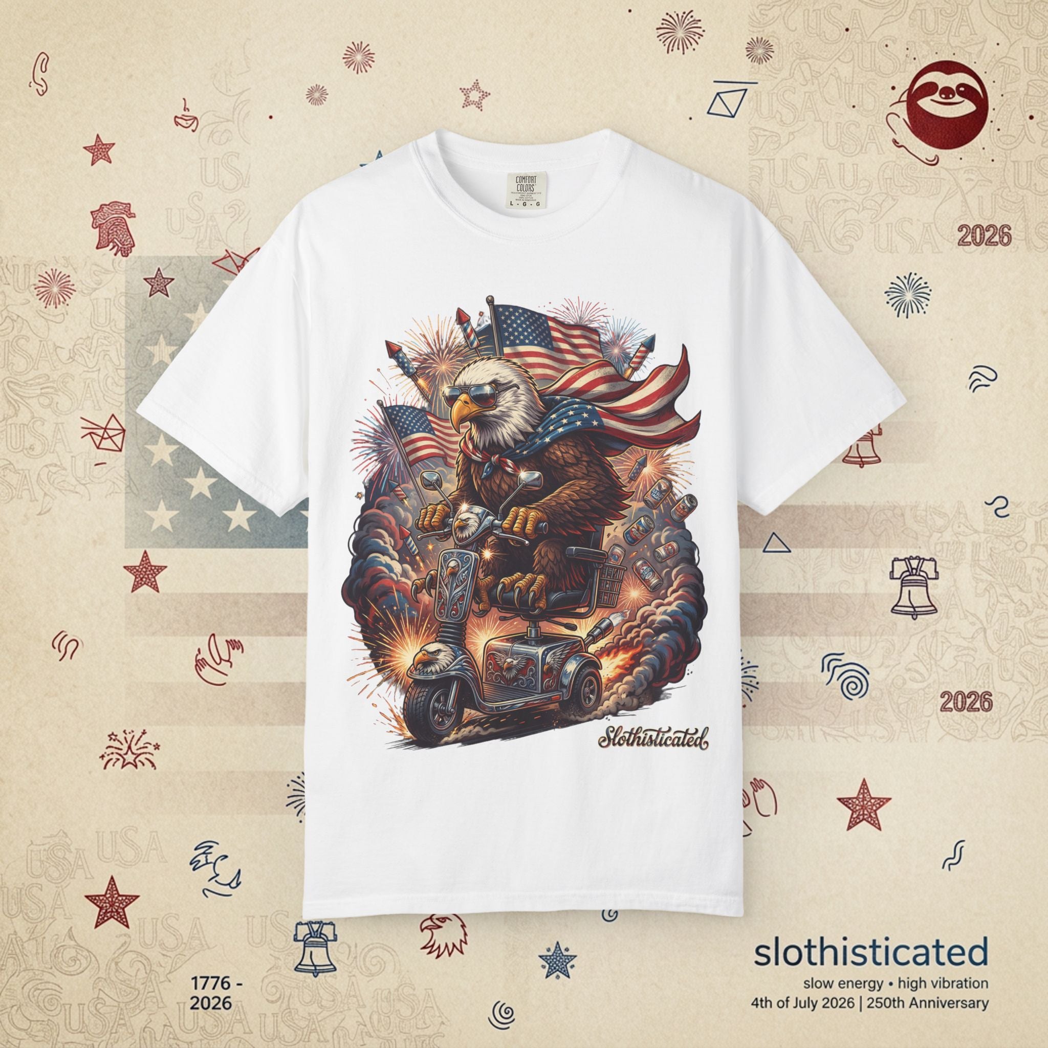 The Outrider — Patriotic Bald Eagle Motorcycle T-Shirt