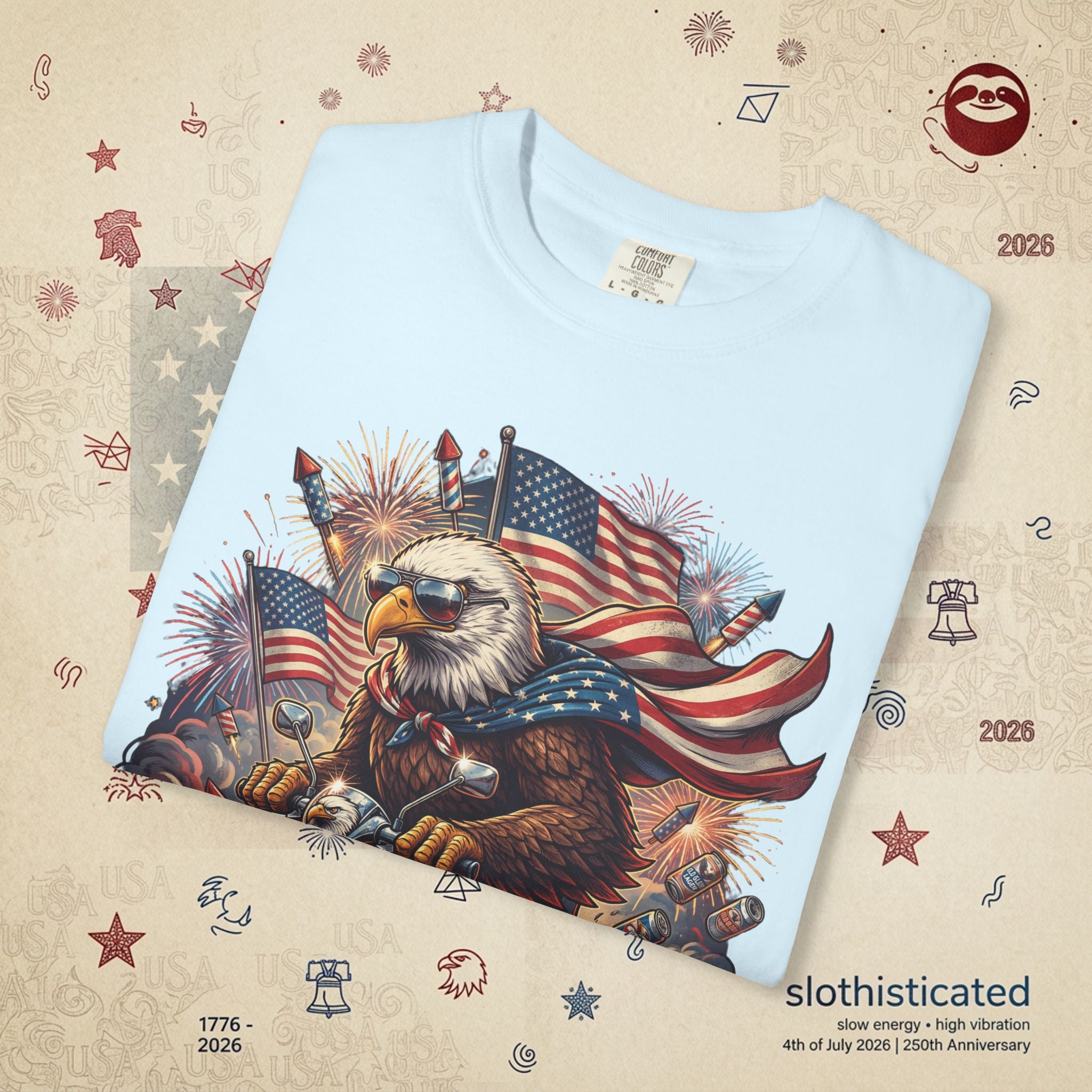 The Outrider — Patriotic Bald Eagle Motorcycle T-Shirt