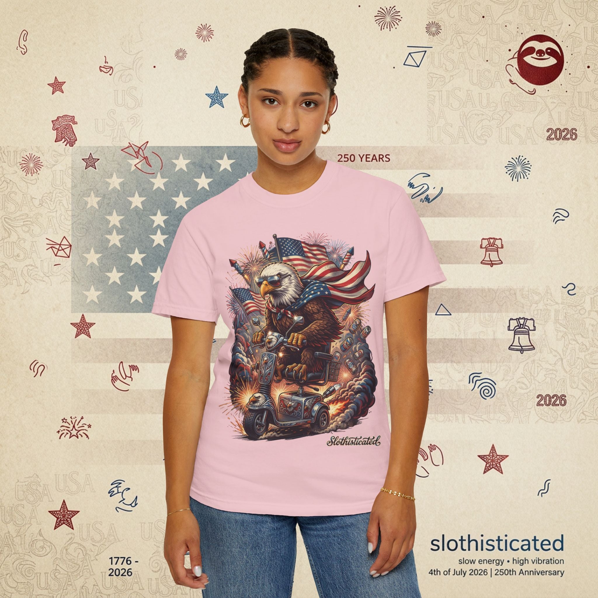 The Outrider — Patriotic Bald Eagle Motorcycle T-Shirt