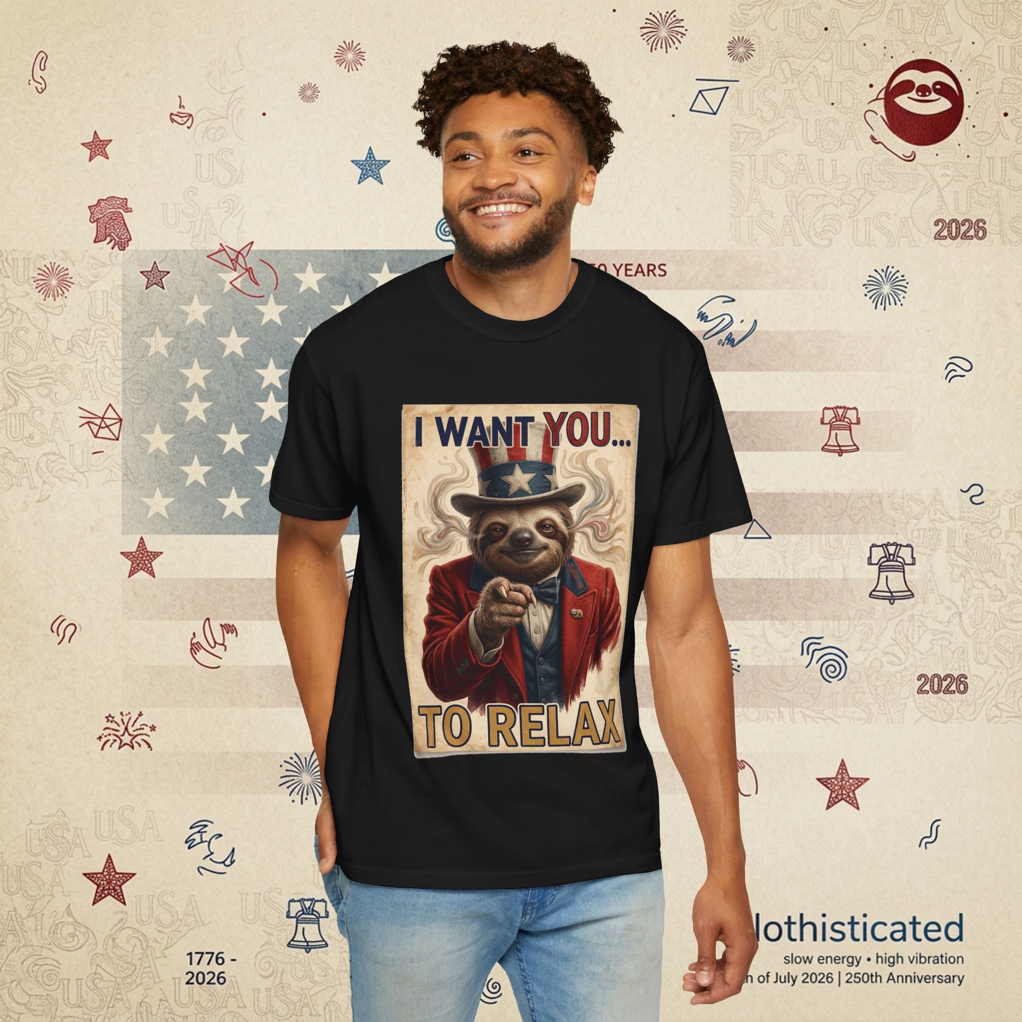 Uncle Slow — Patriotic Uncle Sam Sloth Relax Parody T-Shirt