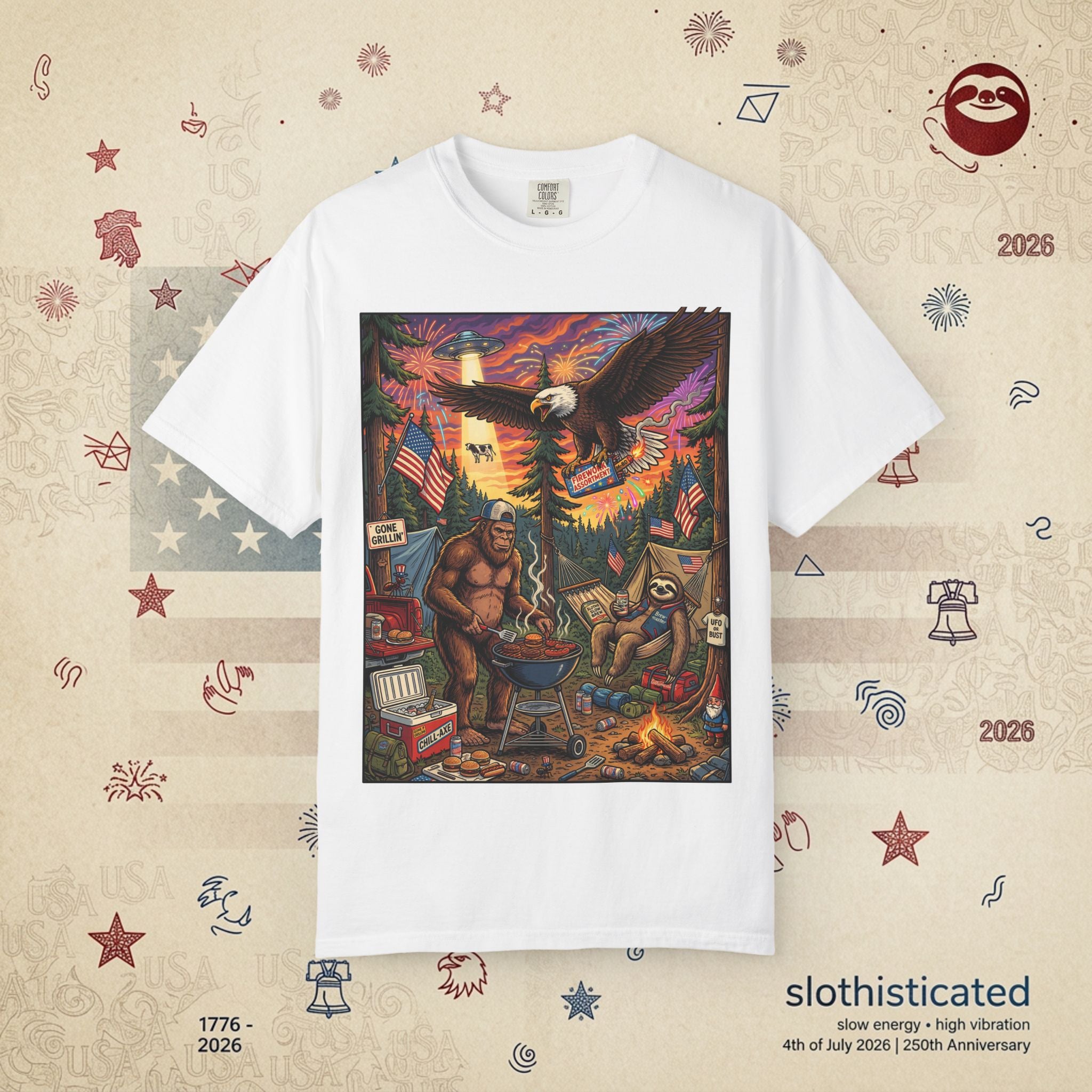 The Pitmaster — Patriotic Sasquatch Eagle Cookout T-Shirt