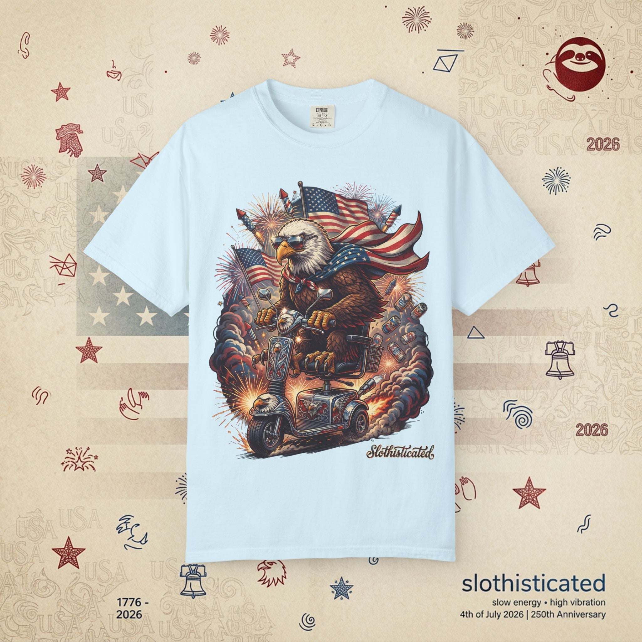 The Outrider — Patriotic Bald Eagle Motorcycle T-Shirt