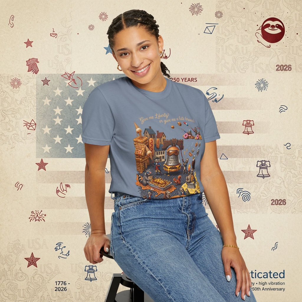 The Late Brunch — Liberty Bell Sloth Vintage Illustration Tee