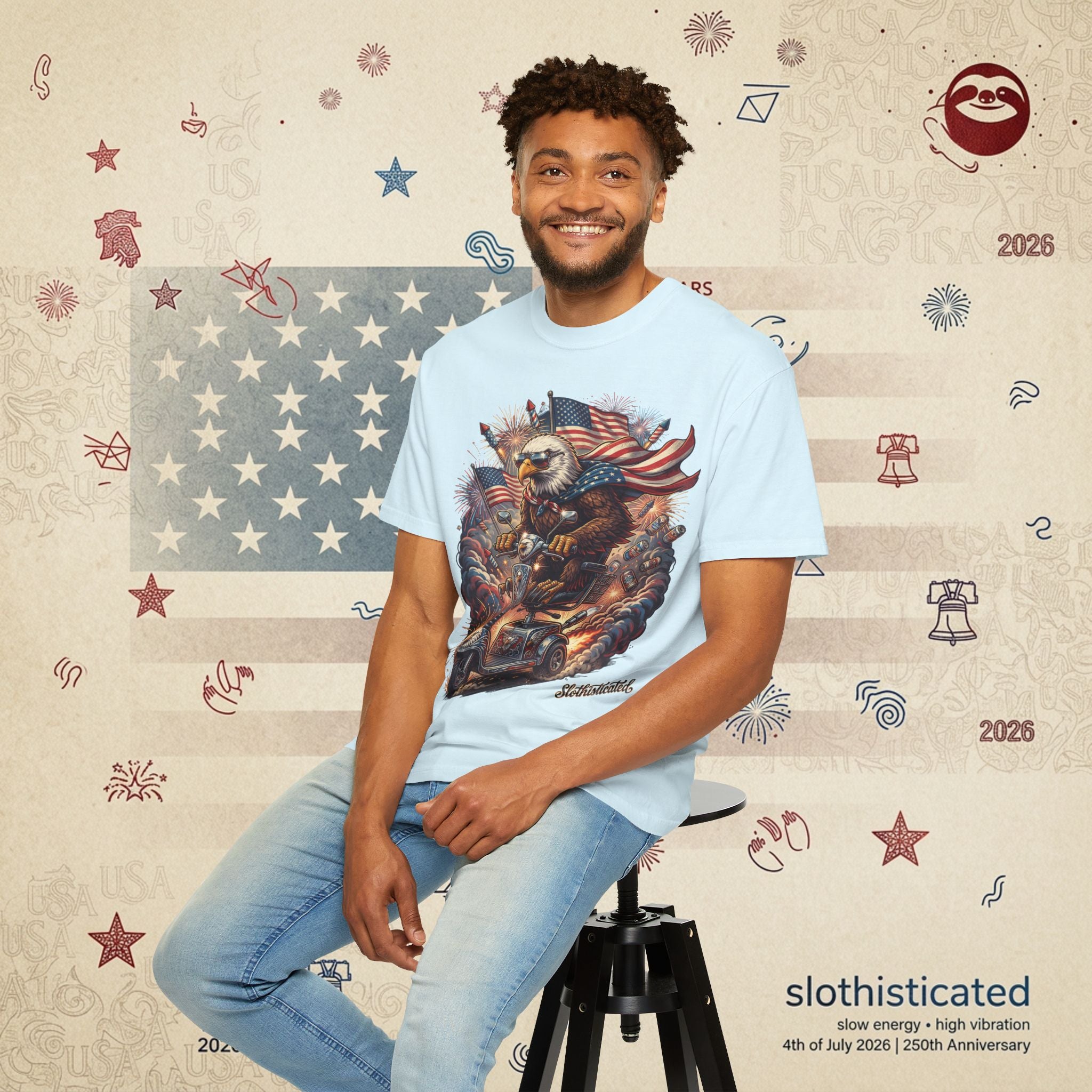 The Outrider — Patriotic Bald Eagle Motorcycle T-Shirt