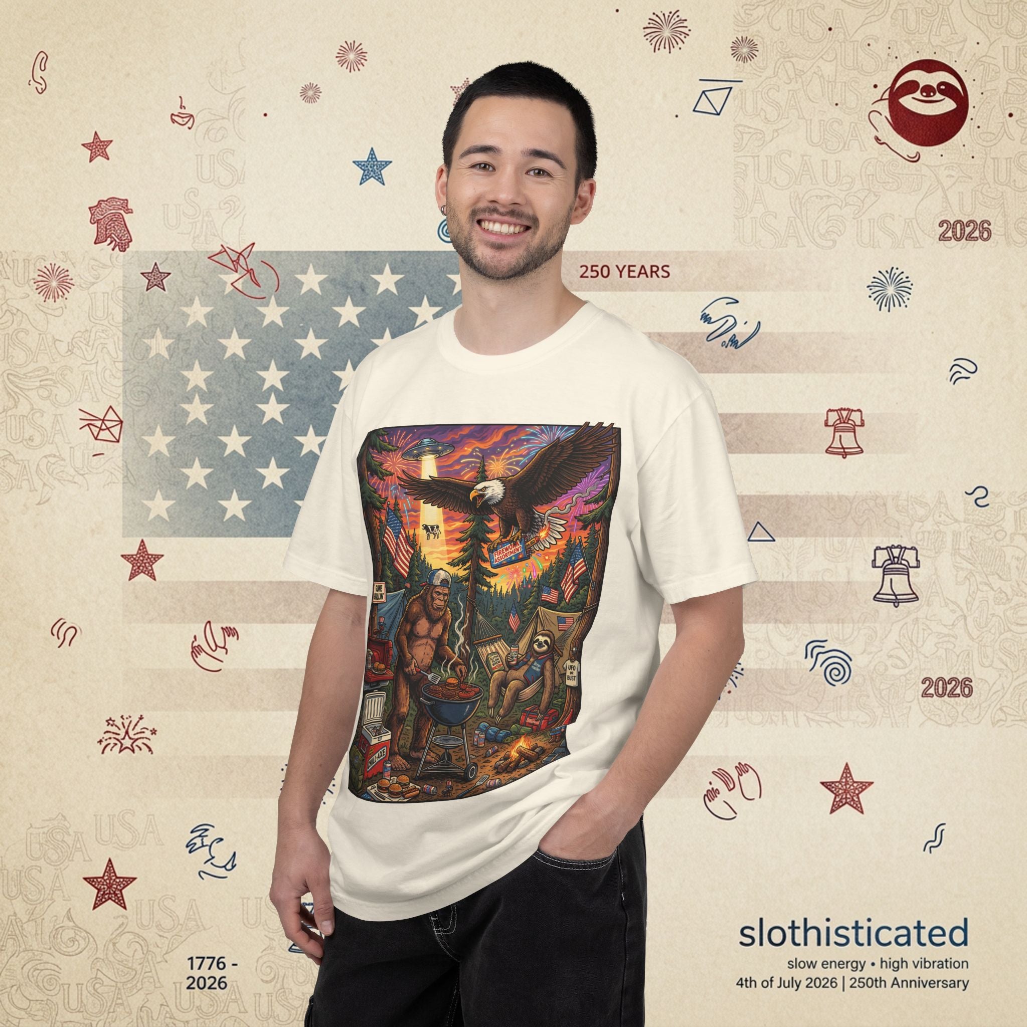 The Pitmaster — Patriotic Sasquatch Eagle Cookout T-Shirt