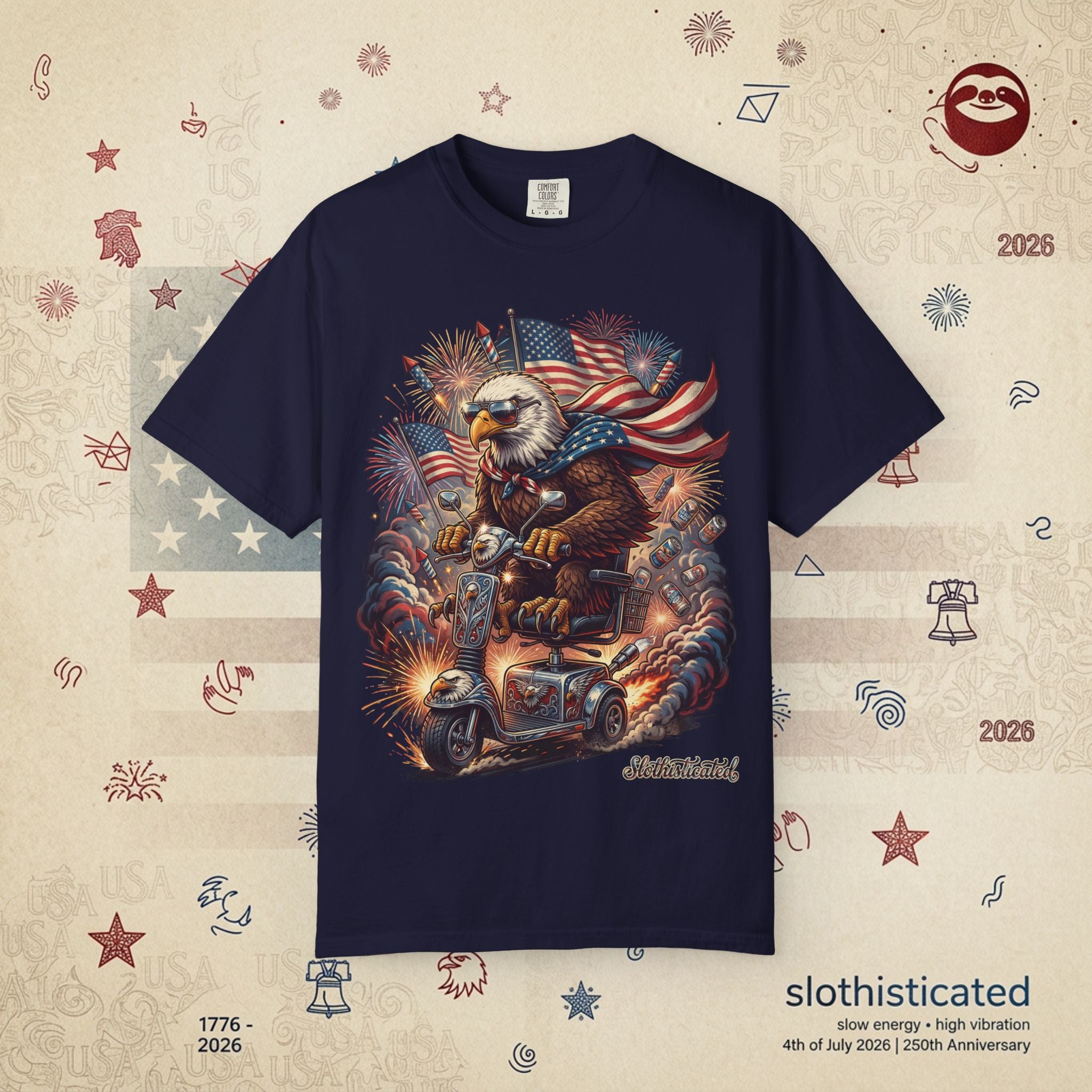 The Outrider — Patriotic Bald Eagle Motorcycle T-Shirt