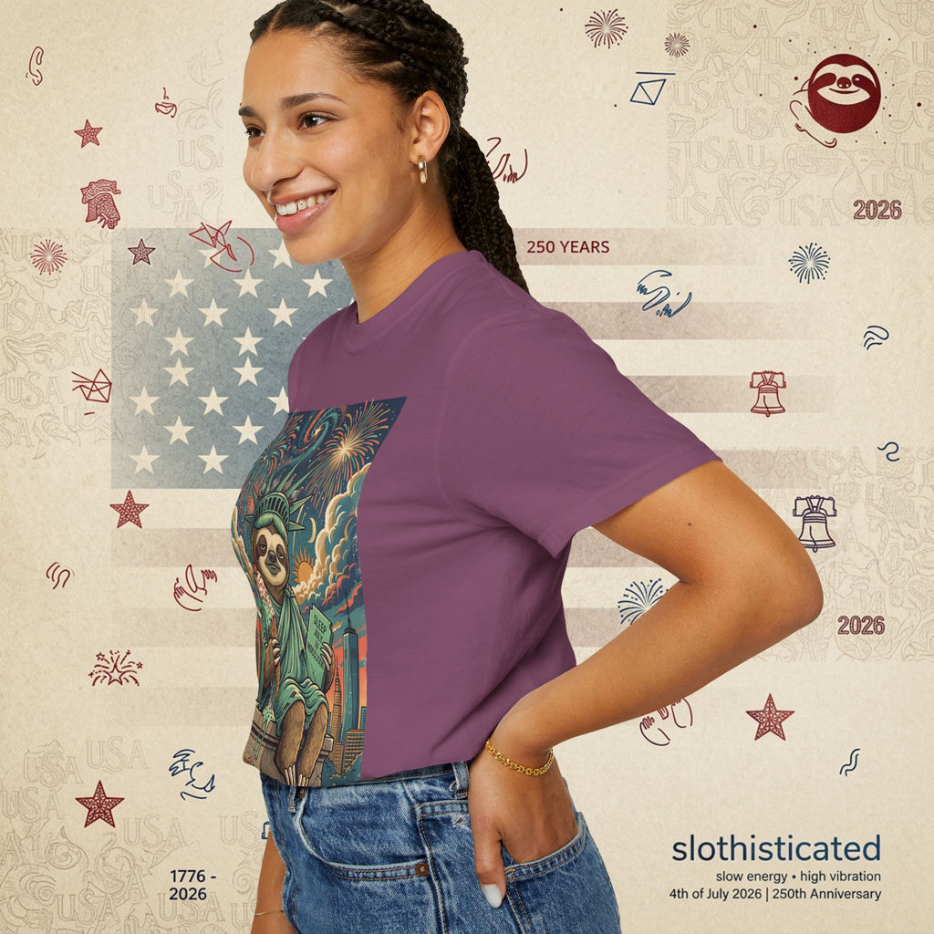 The Colossus — Liberty Sloth Statue Fireworks T-Shirt