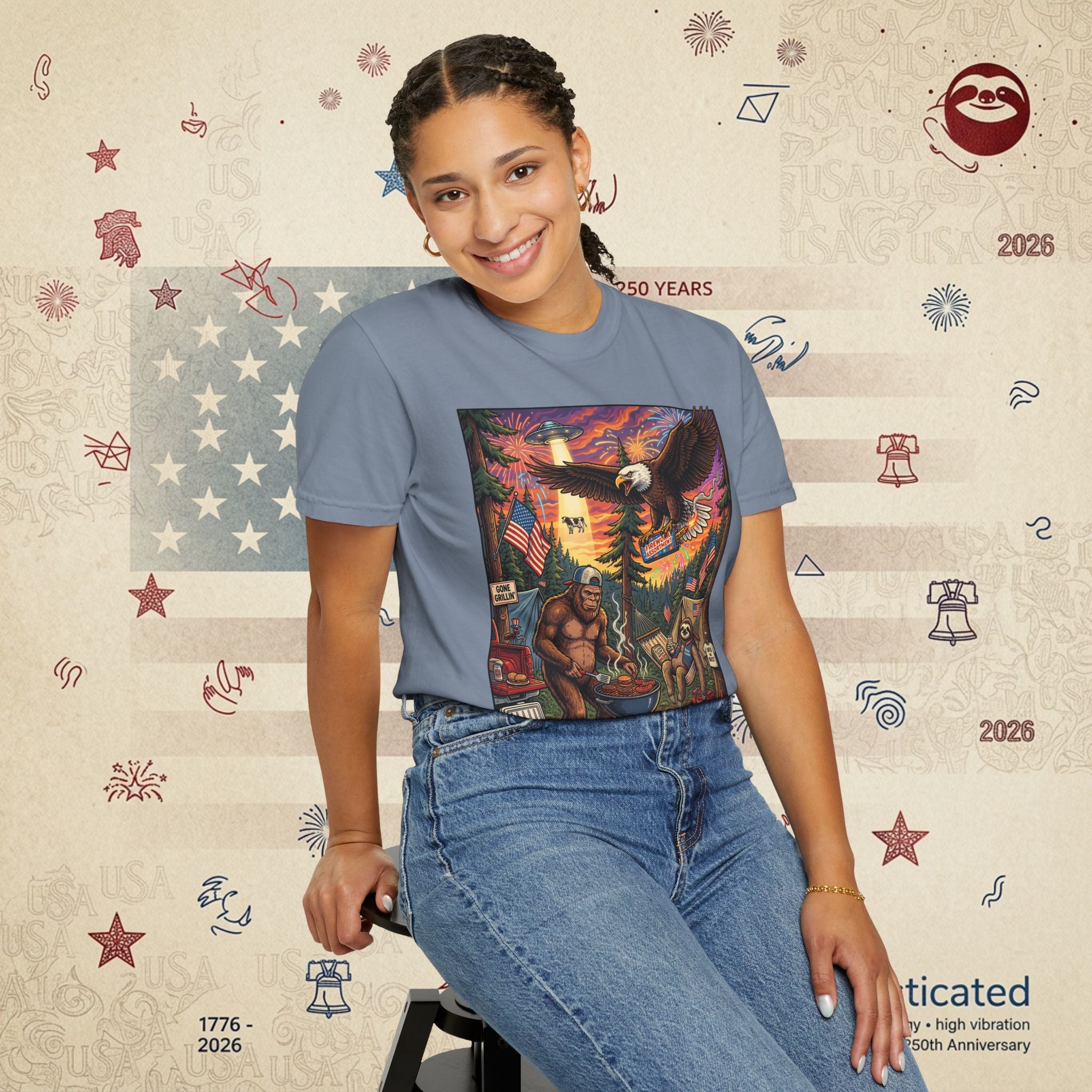 The Pitmaster — Patriotic Sasquatch Eagle Cookout T-Shirt