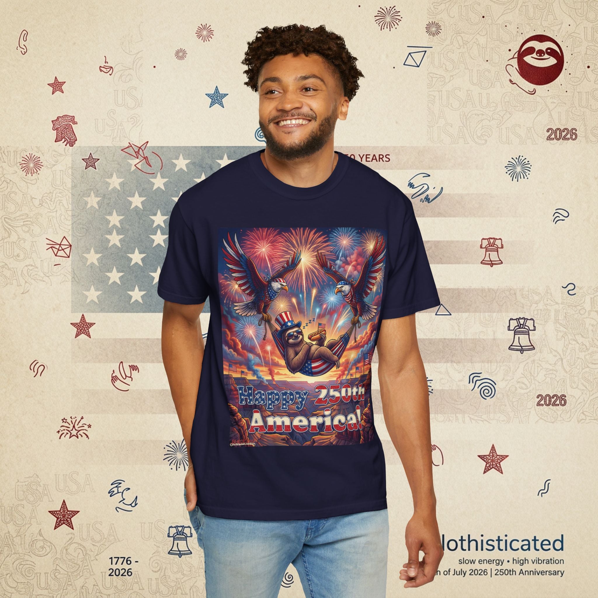 The Repose — Sloth Hammock 250th Anniversary T-Shirt