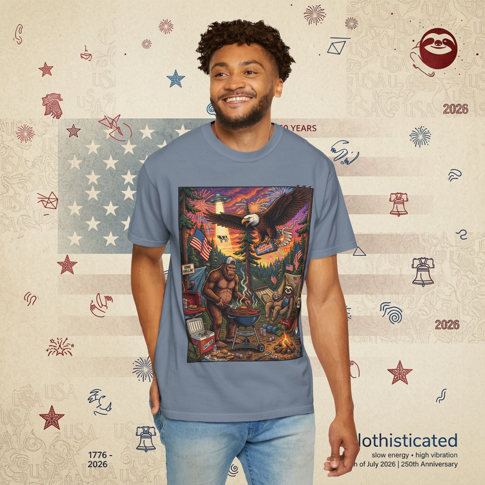 The Pitmaster — Patriotic Sasquatch Eagle Cookout T-Shirt