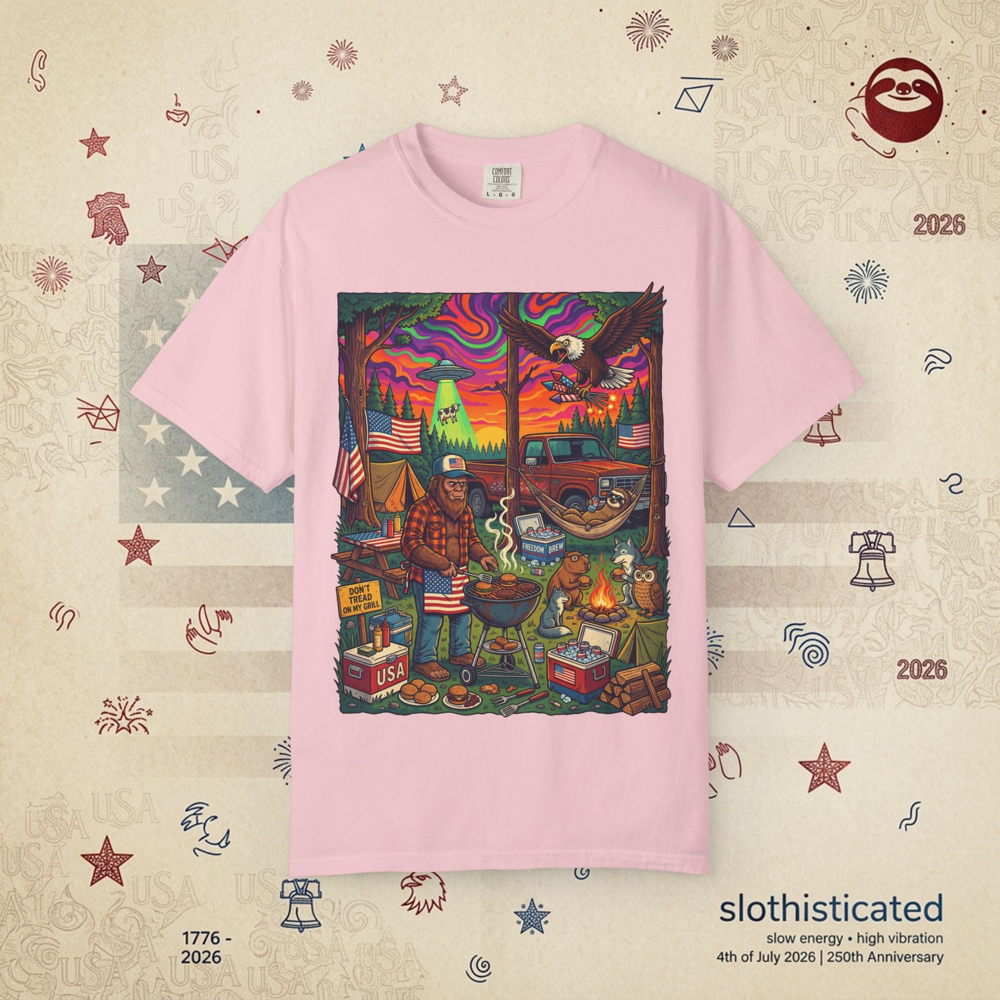 The Long Weekend — Sloth Campfire Americana T-Shirt