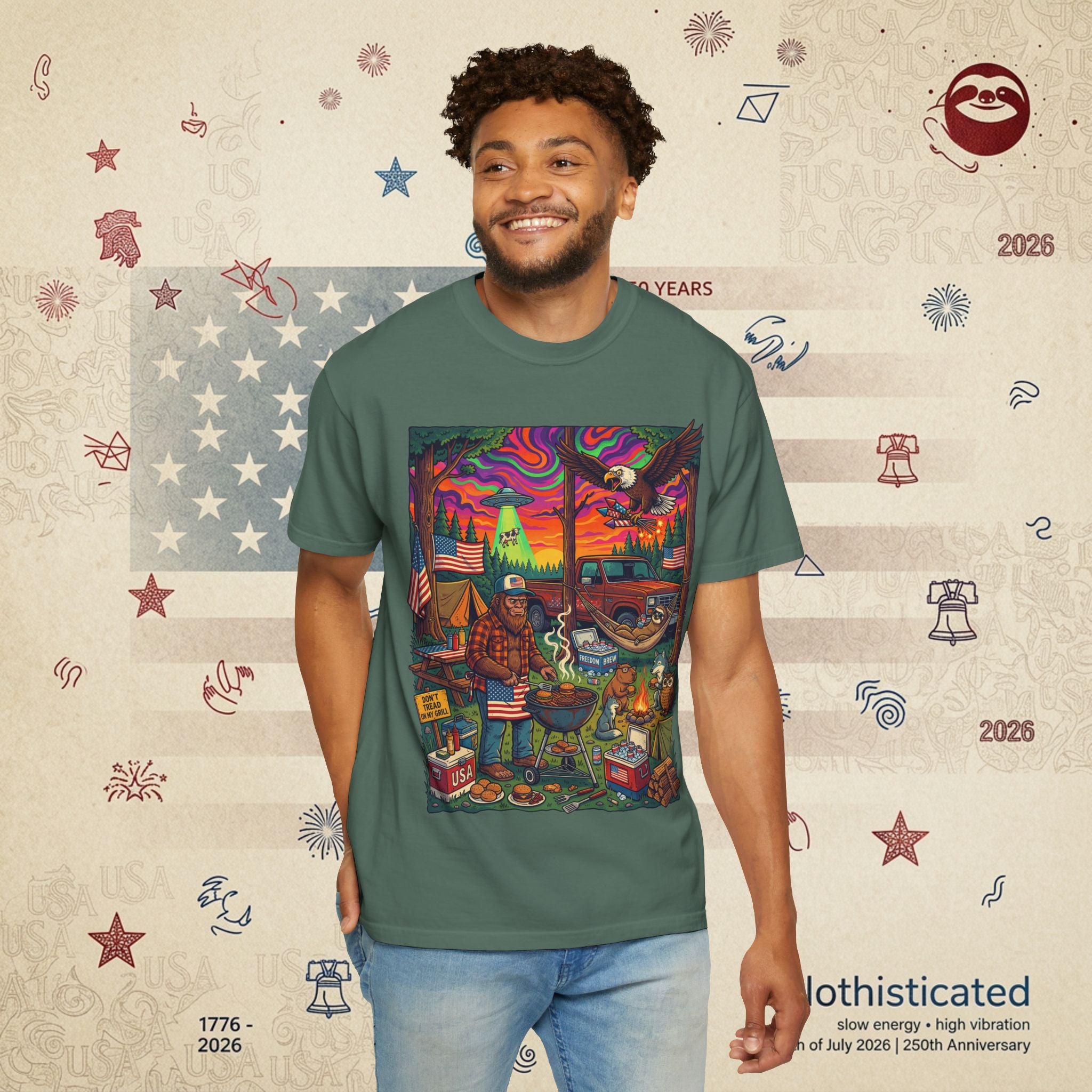 The Long Weekend — Sloth Campfire Americana T-Shirt