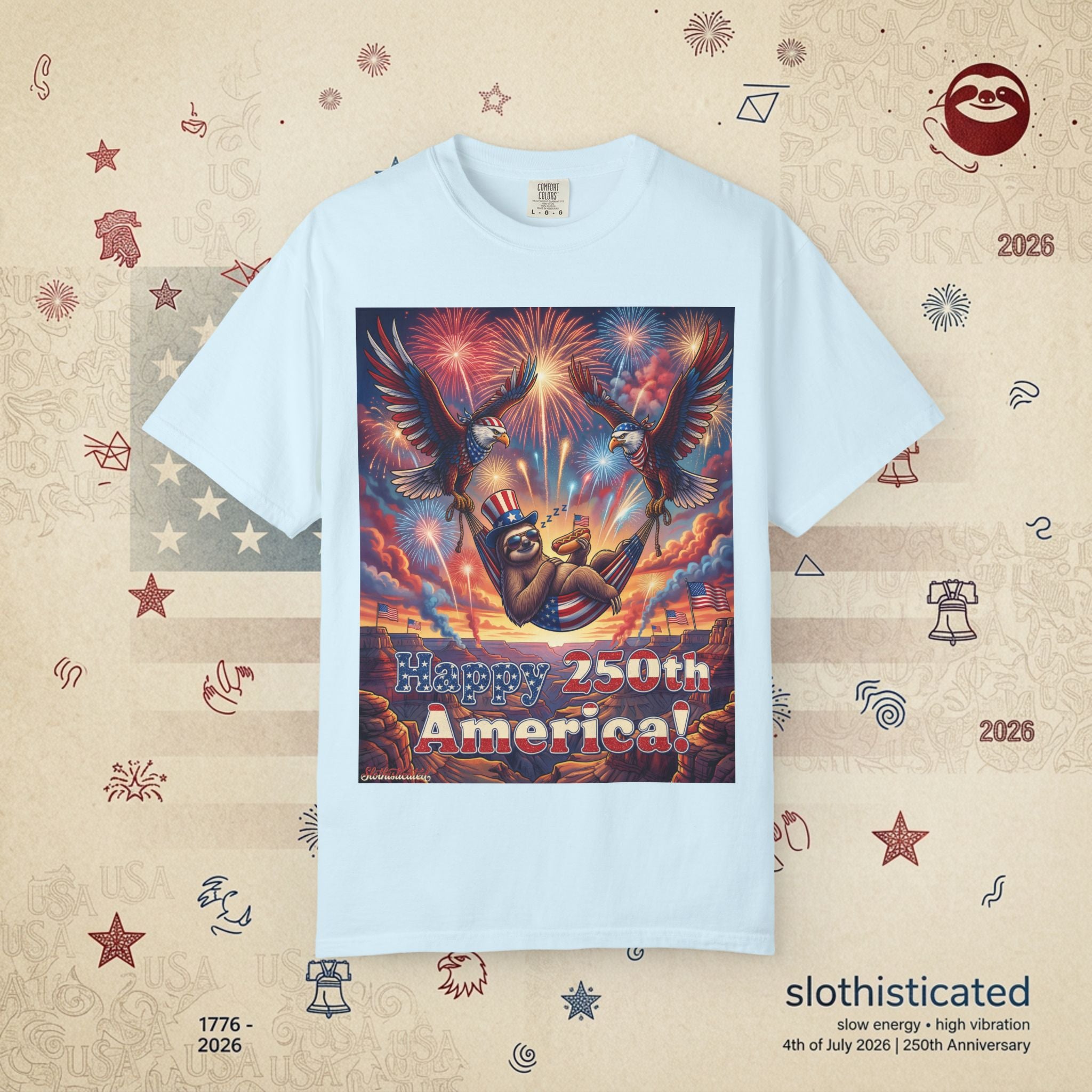 The Repose — Sloth Hammock 250th Anniversary T-Shirt