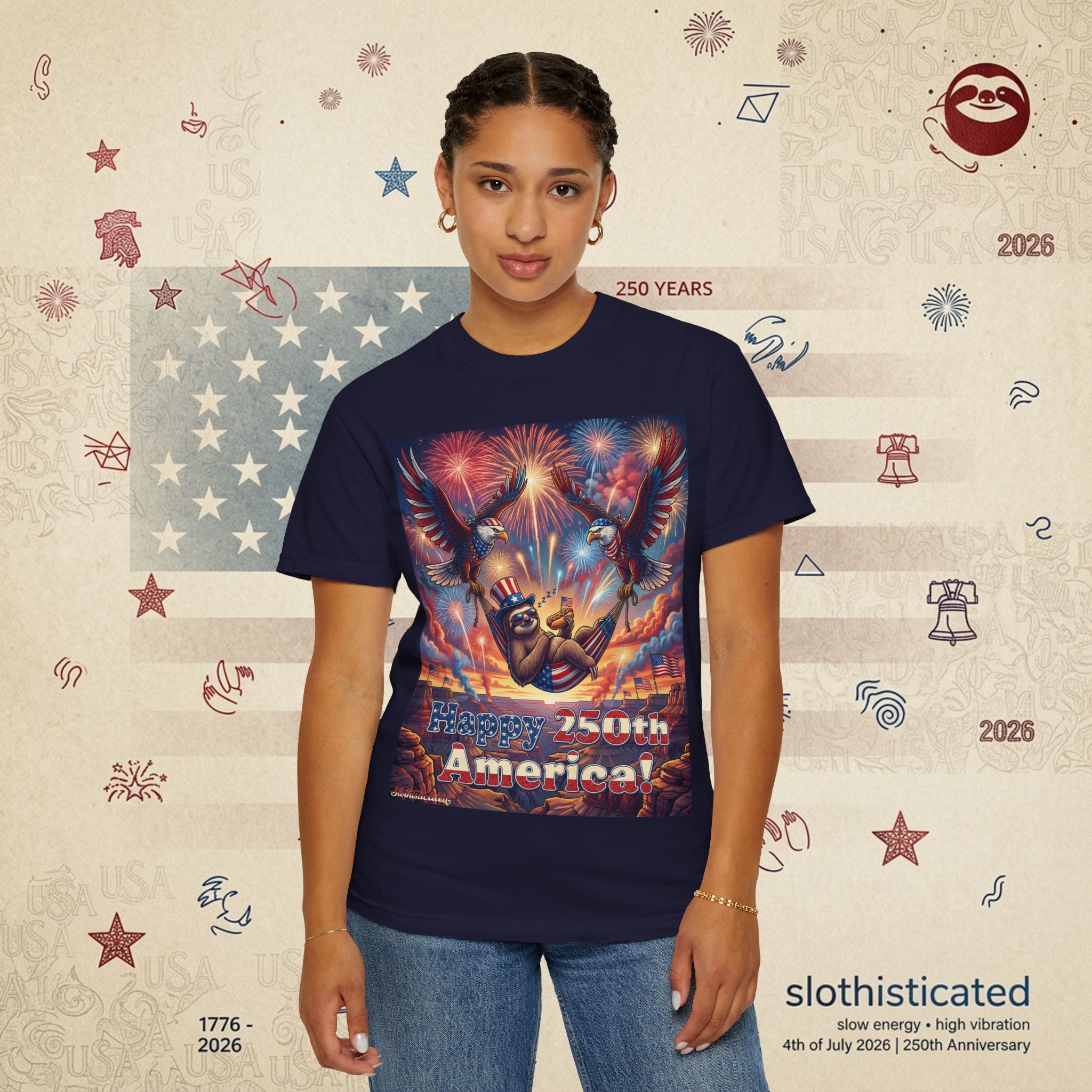 The Repose — Sloth Hammock 250th Anniversary T-Shirt