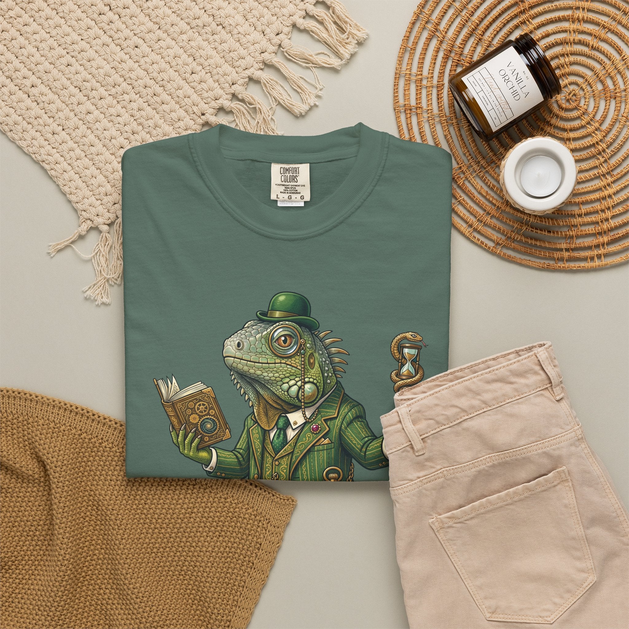 The Keeper of Hours — Mystical Iguana Sage T-Shirt