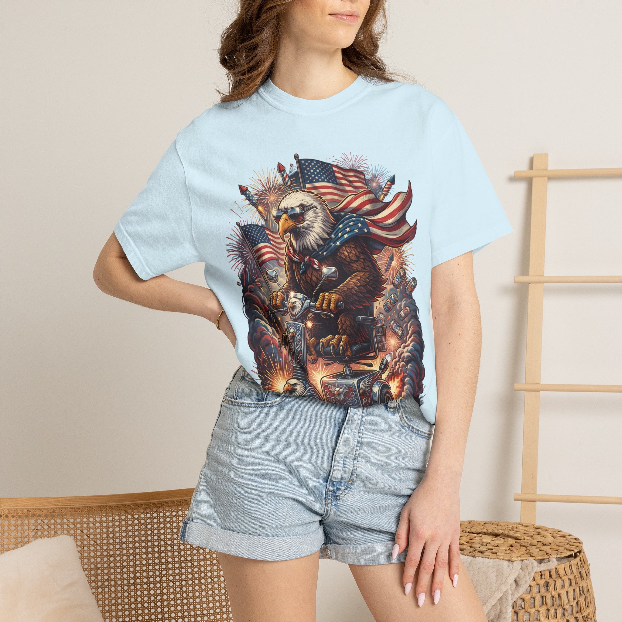 The Outrider — Patriotic Bald Eagle Motorcycle T-Shirt