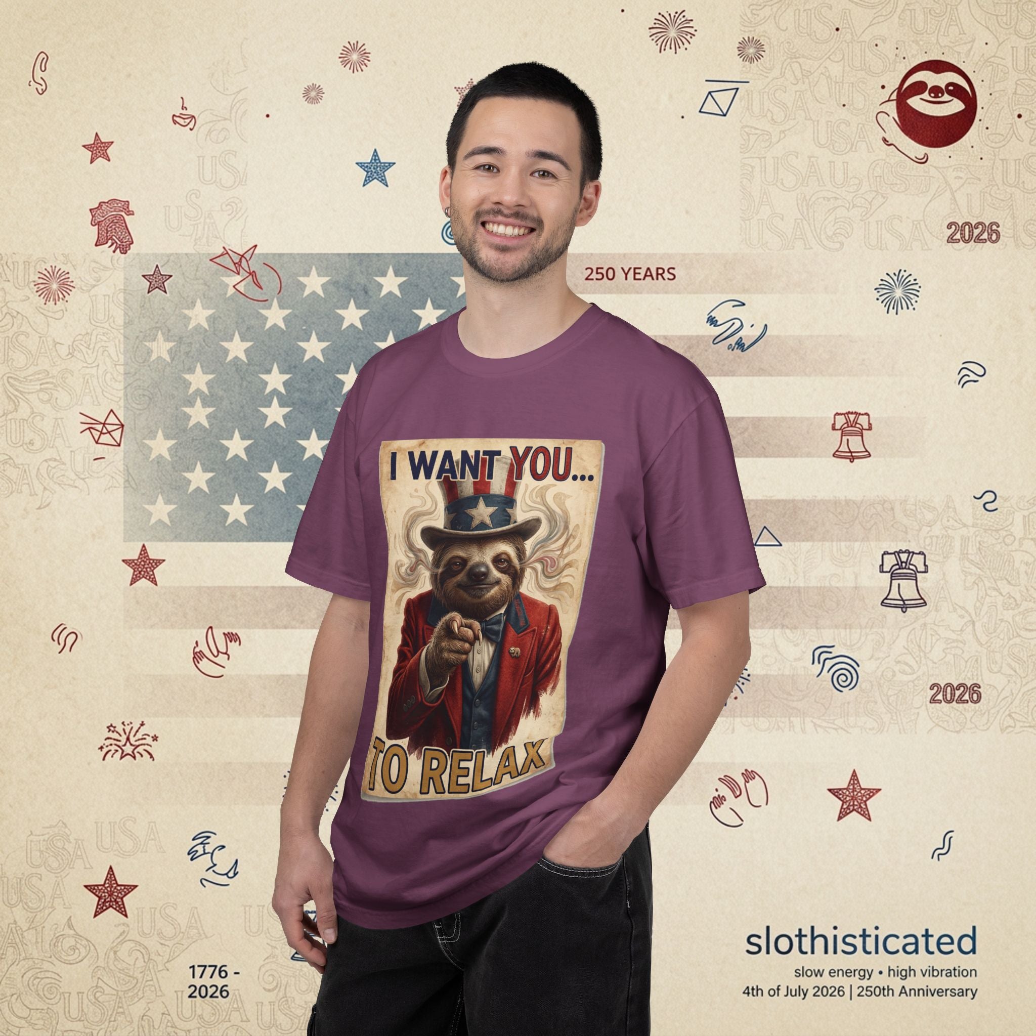 Uncle Slow — Patriotic Uncle Sam Sloth Relax Parody T-Shirt
