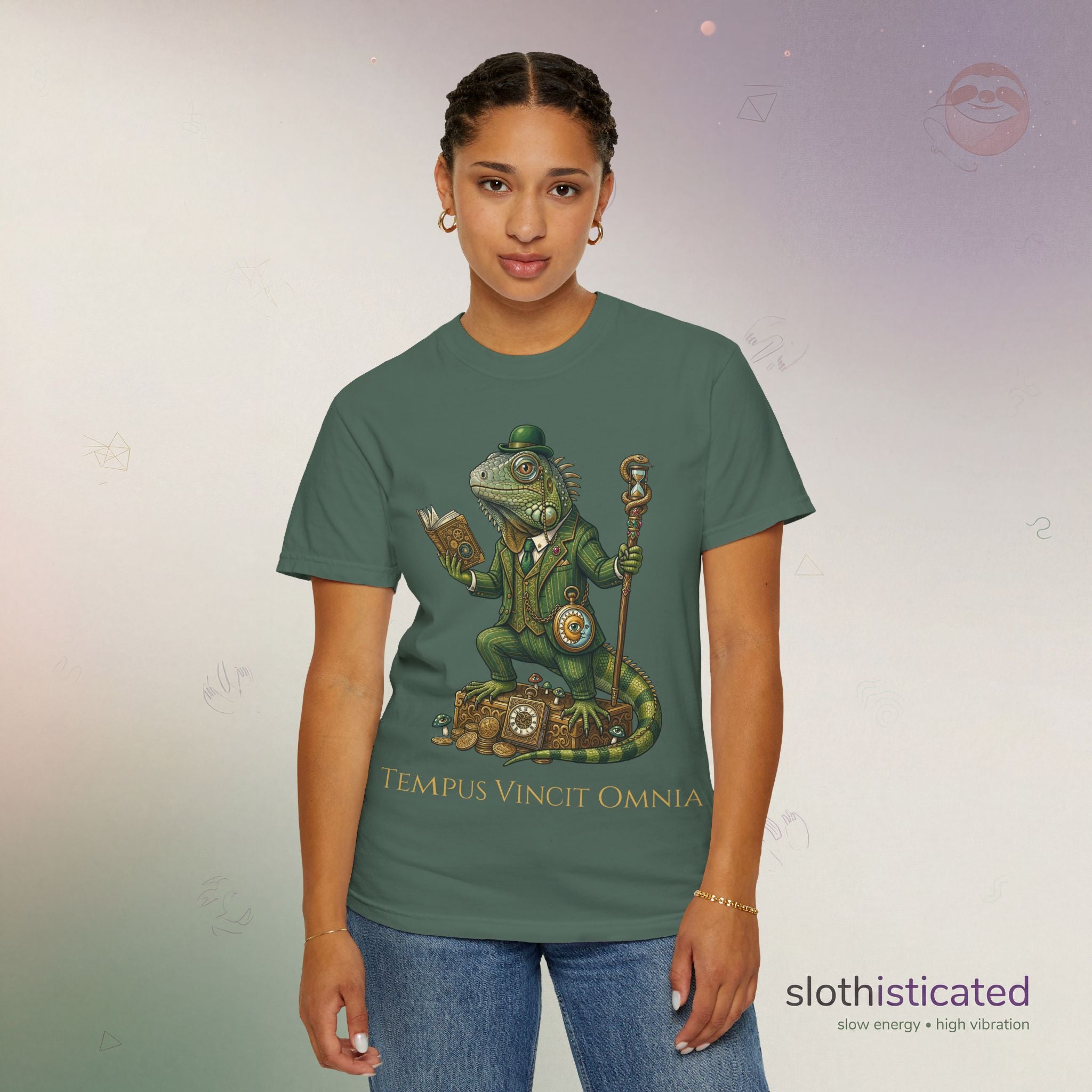 The Keeper of Hours — Mystical Iguana Sage T-Shirt