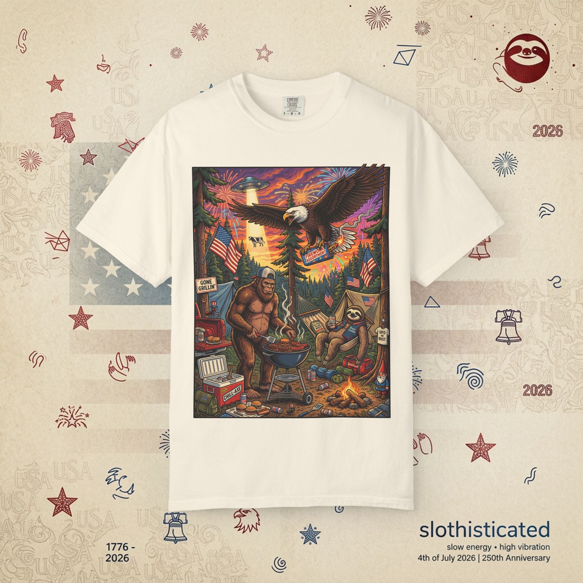 The Pitmaster — Patriotic Sasquatch Eagle Cookout T-Shirt
