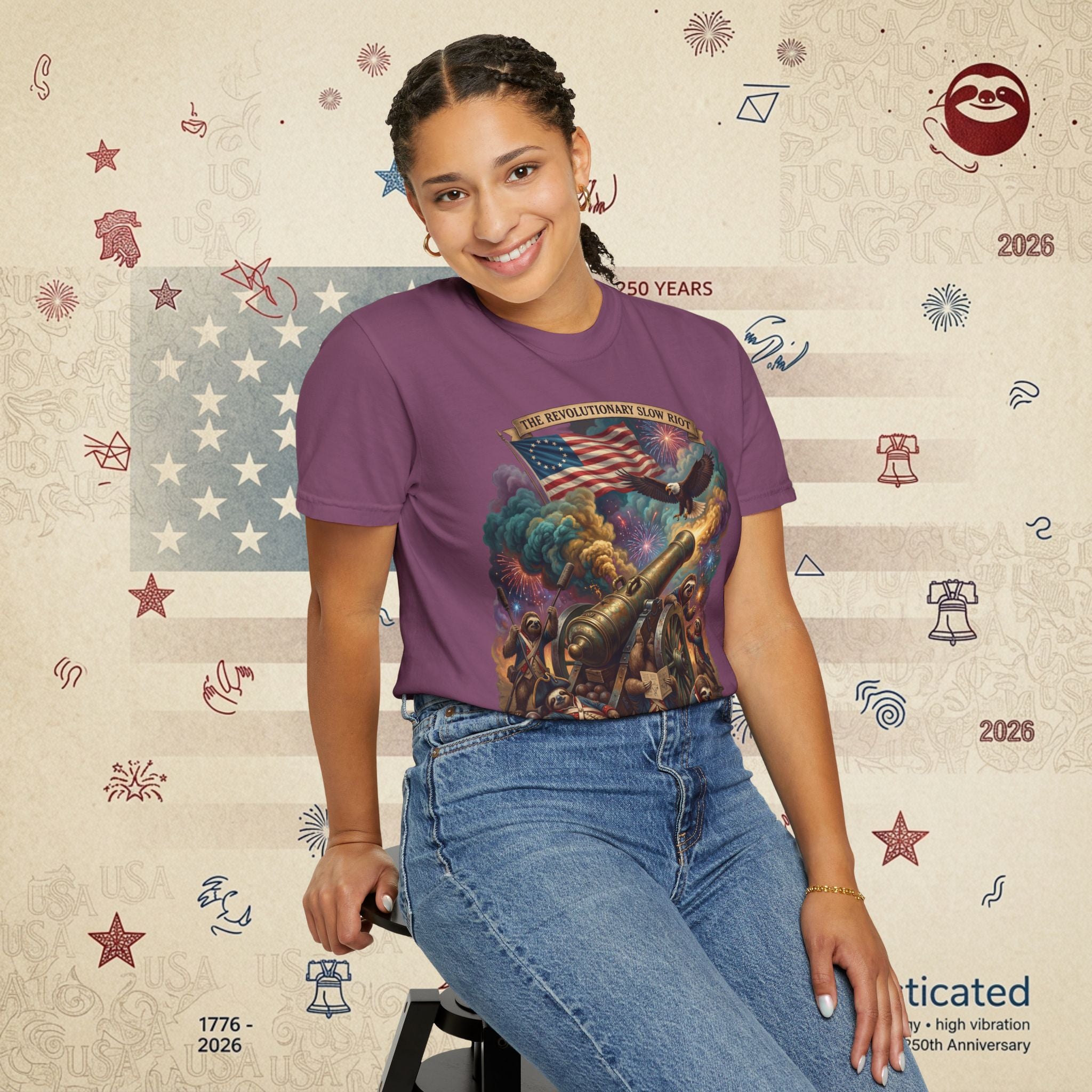 The Slow Riot — Patriotic Revolutionary Cannon 1776–2026 T-Shirt