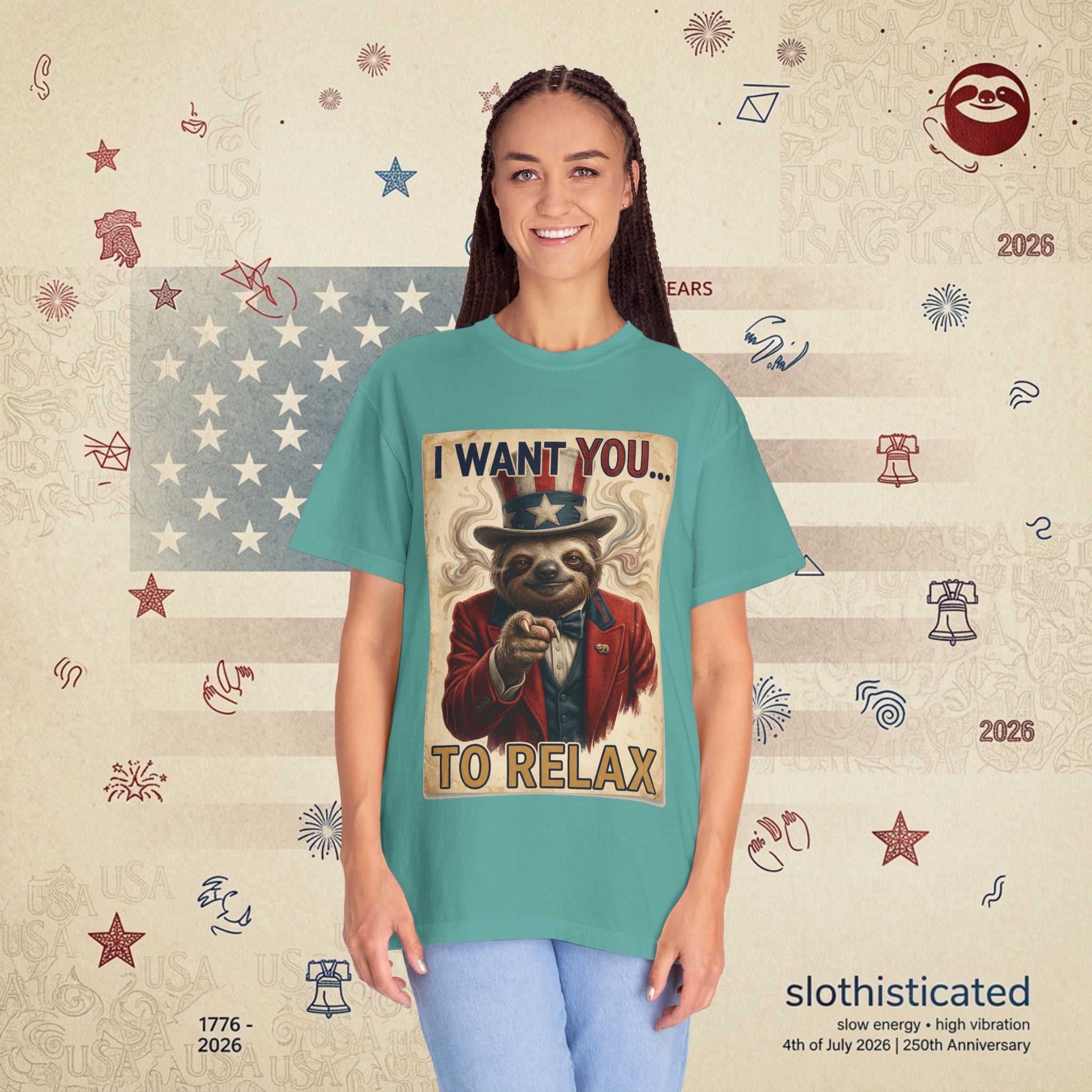 Uncle Slow — Patriotic Uncle Sam Sloth Relax Parody T-Shirt