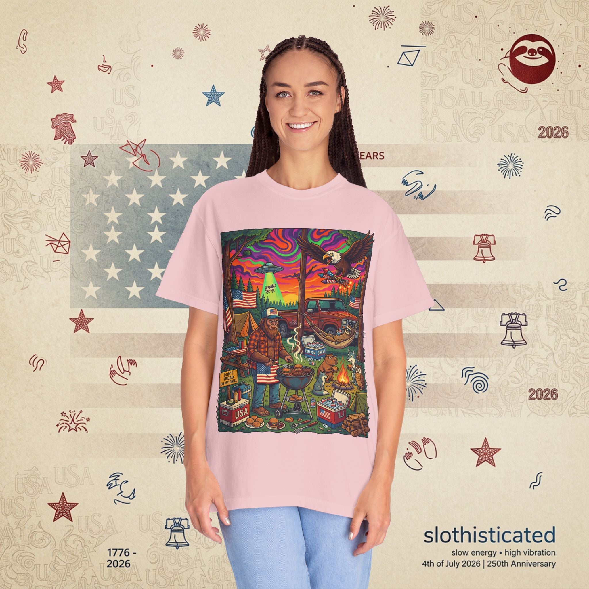 The Long Weekend — Sloth Campfire Americana T-Shirt
