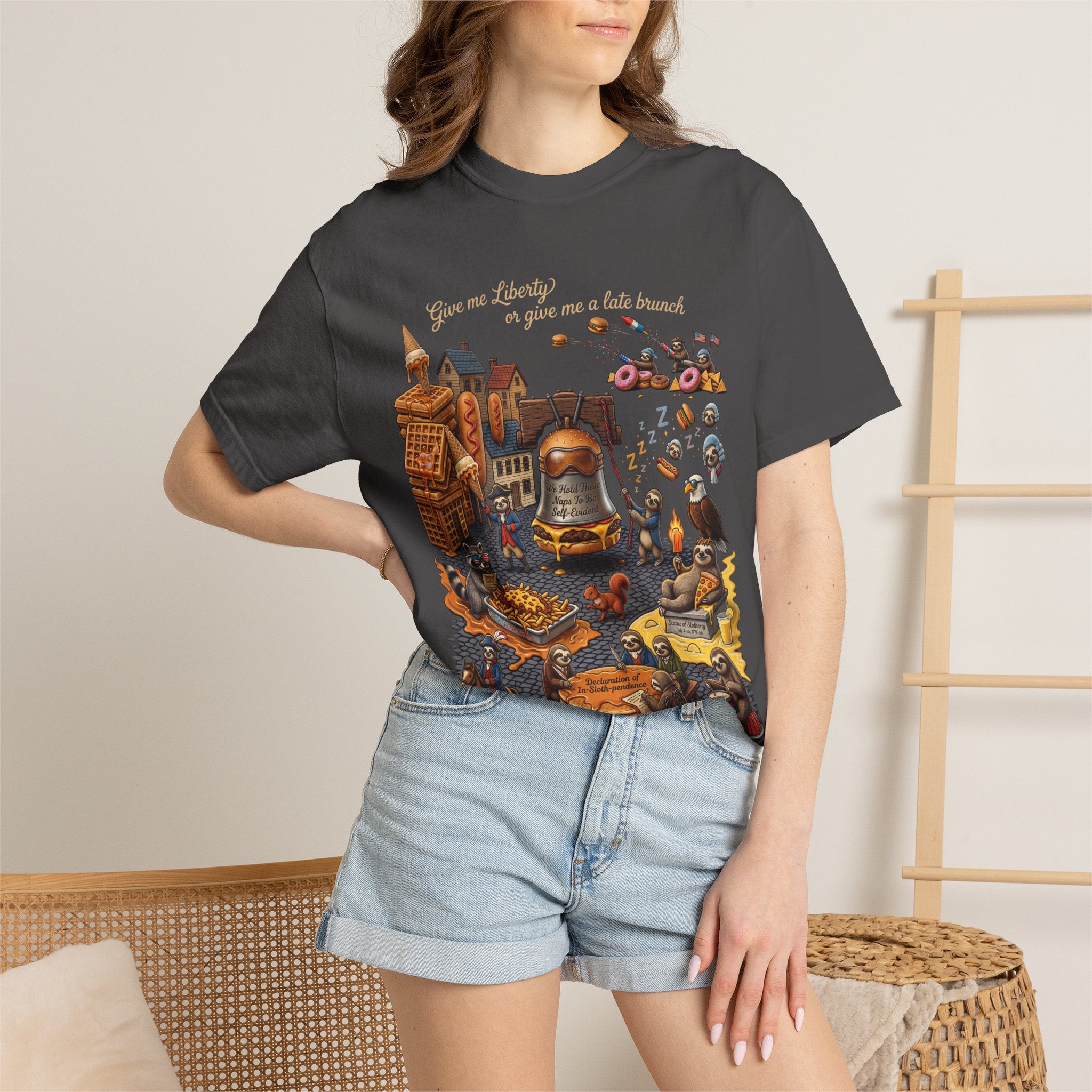 The Late Brunch — Liberty Bell Sloth Vintage Illustration Tee