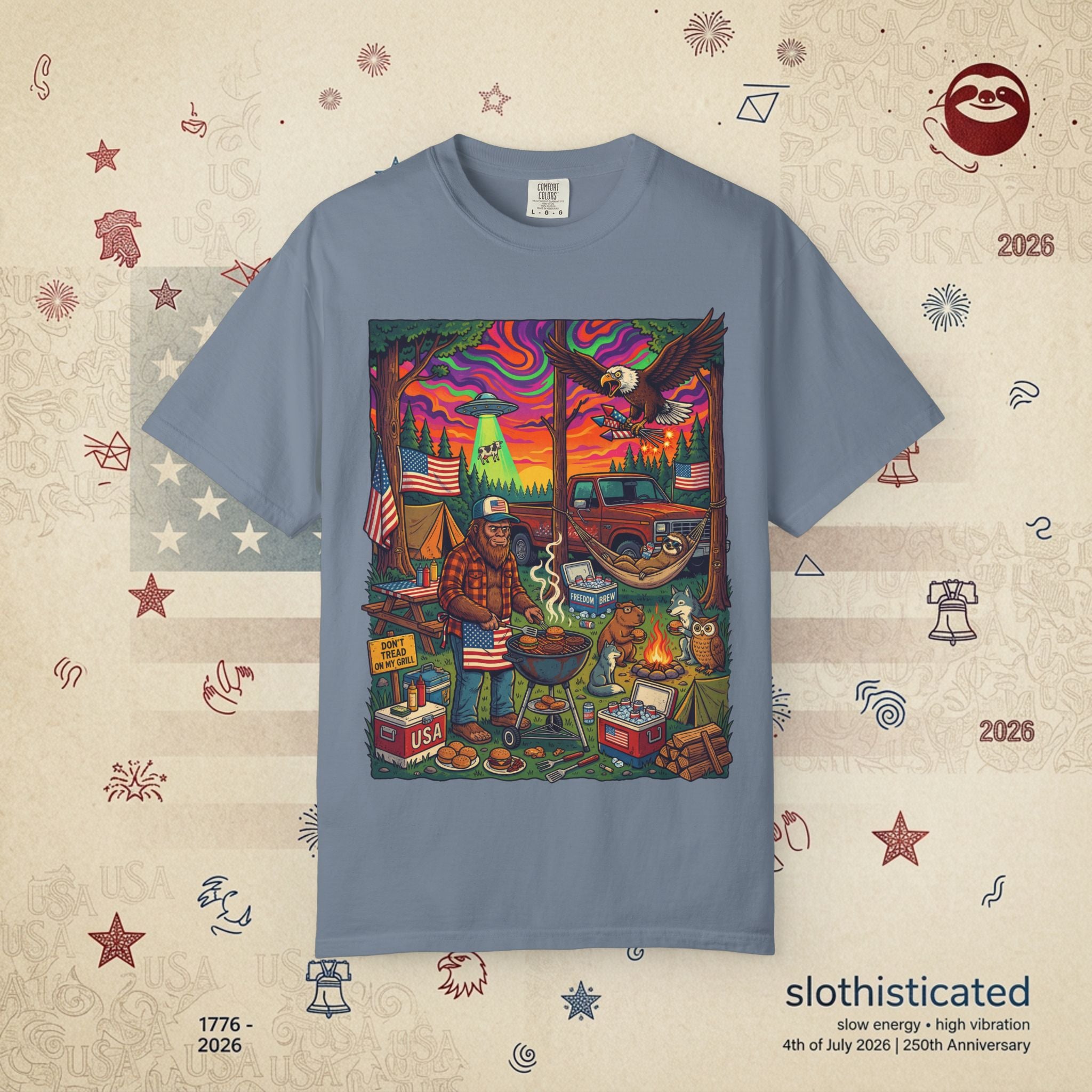 The Long Weekend — Sloth Campfire Americana T-Shirt