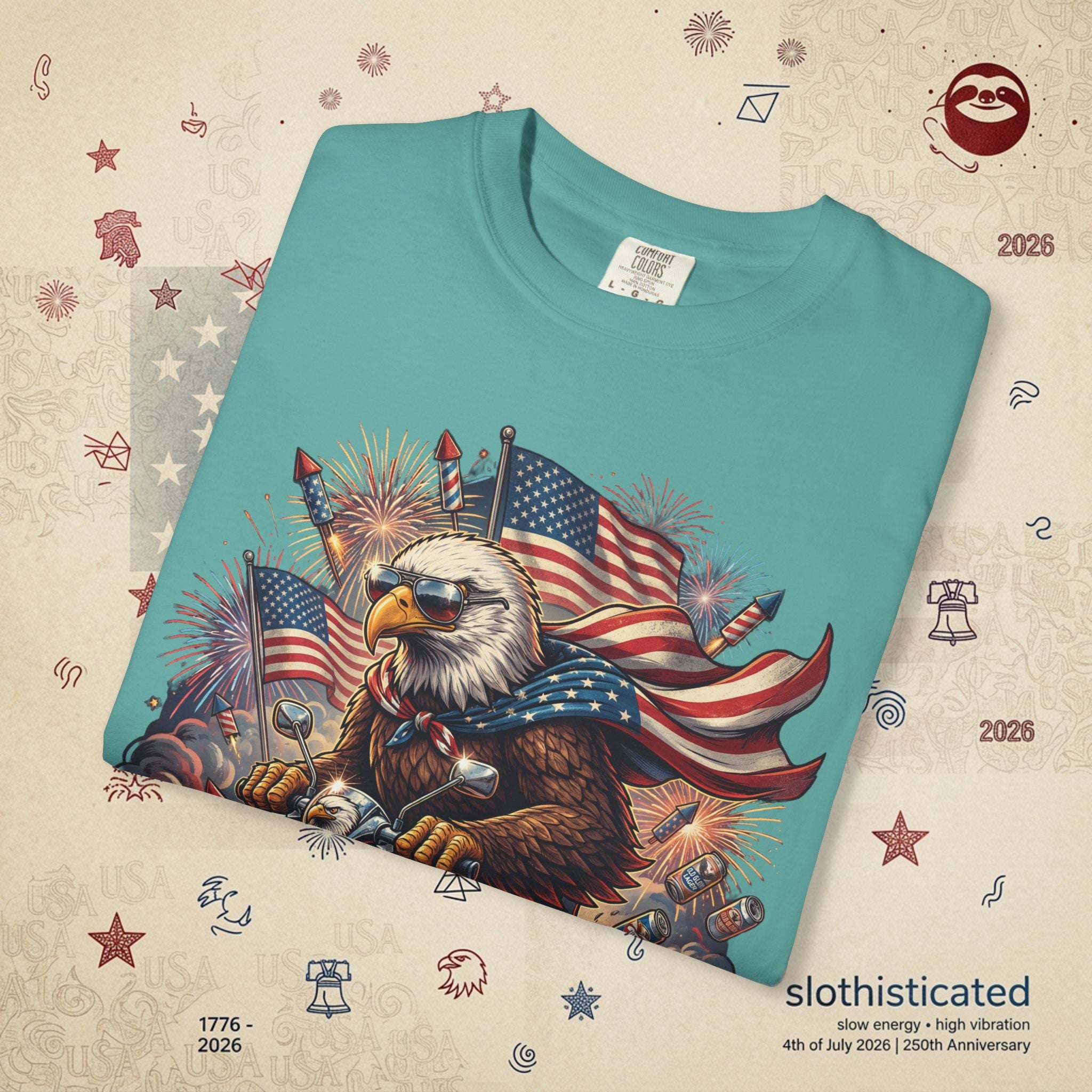 The Outrider — Patriotic Bald Eagle Motorcycle T-Shirt