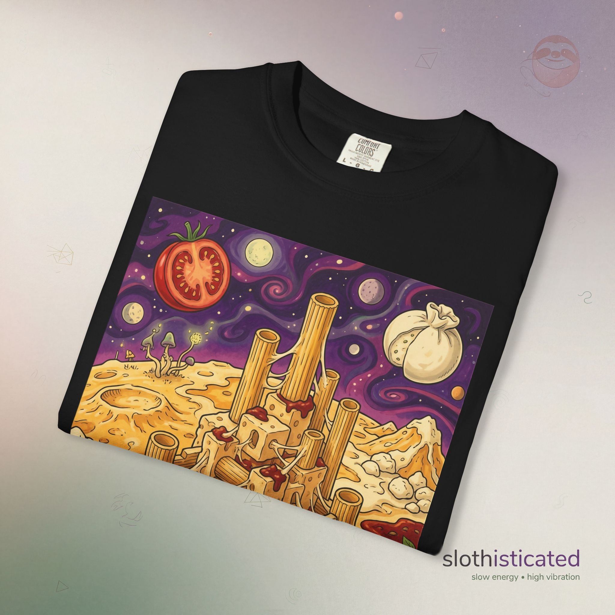 The Pasta Citadel — Funny Pasta Castle Tee · Surreal Foodie Art