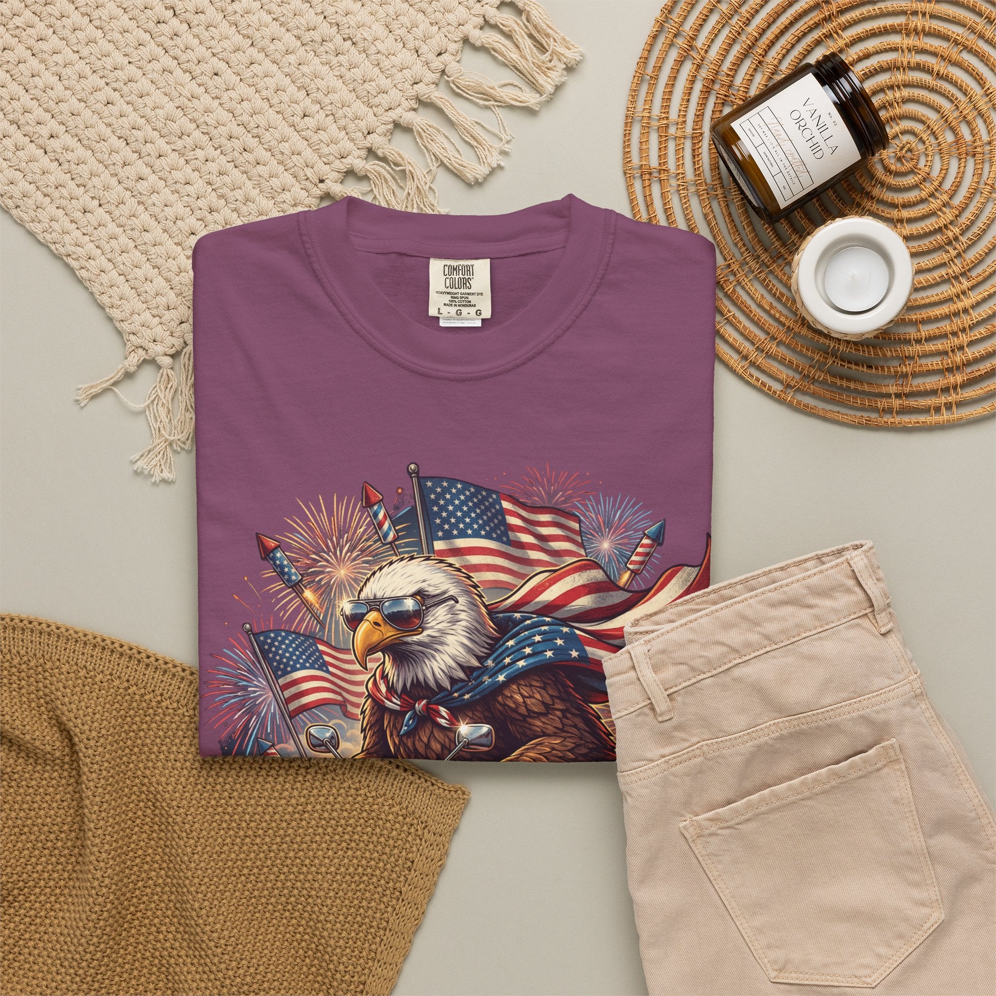 The Outrider — Patriotic Bald Eagle Motorcycle T-Shirt