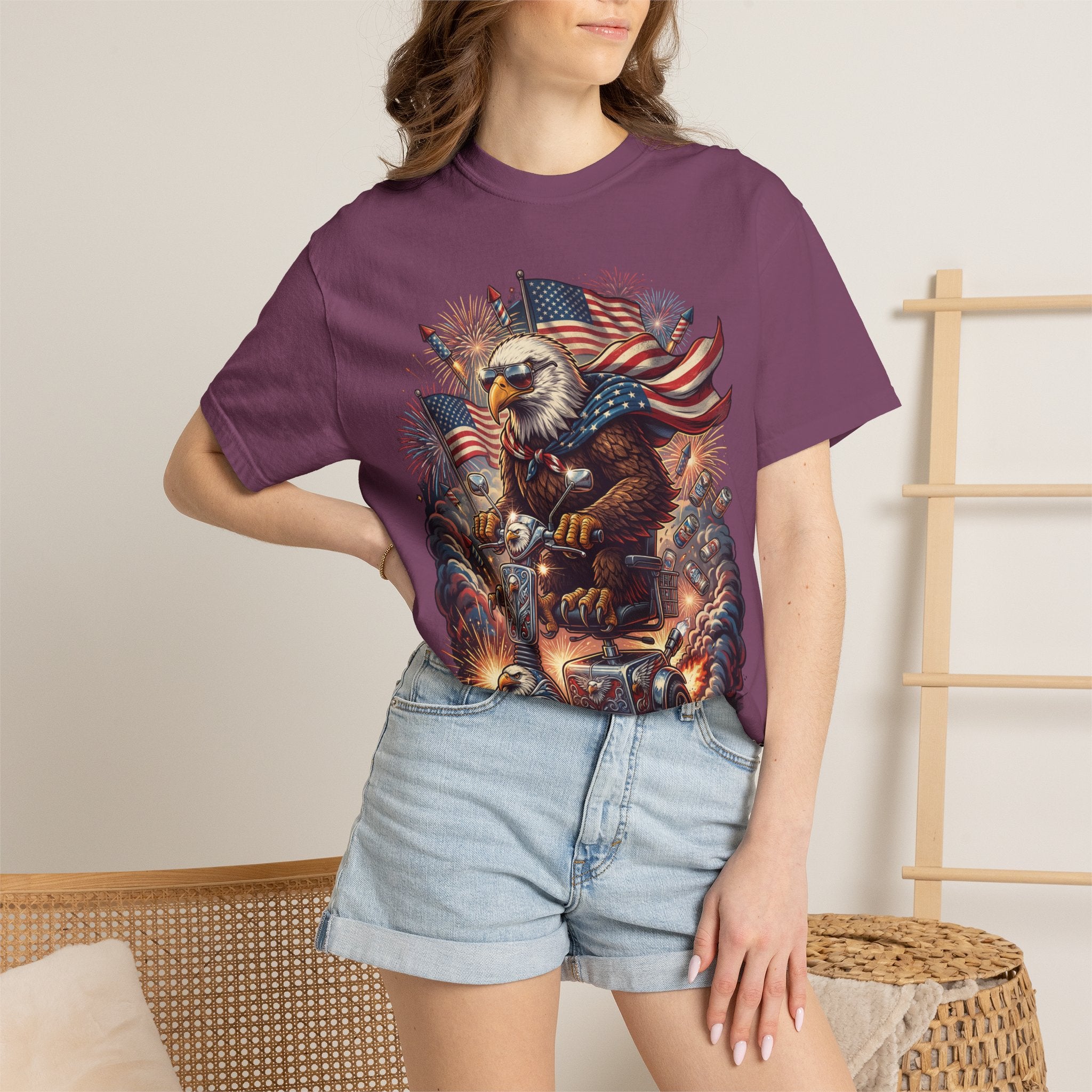 The Outrider — Patriotic Bald Eagle Motorcycle T-Shirt