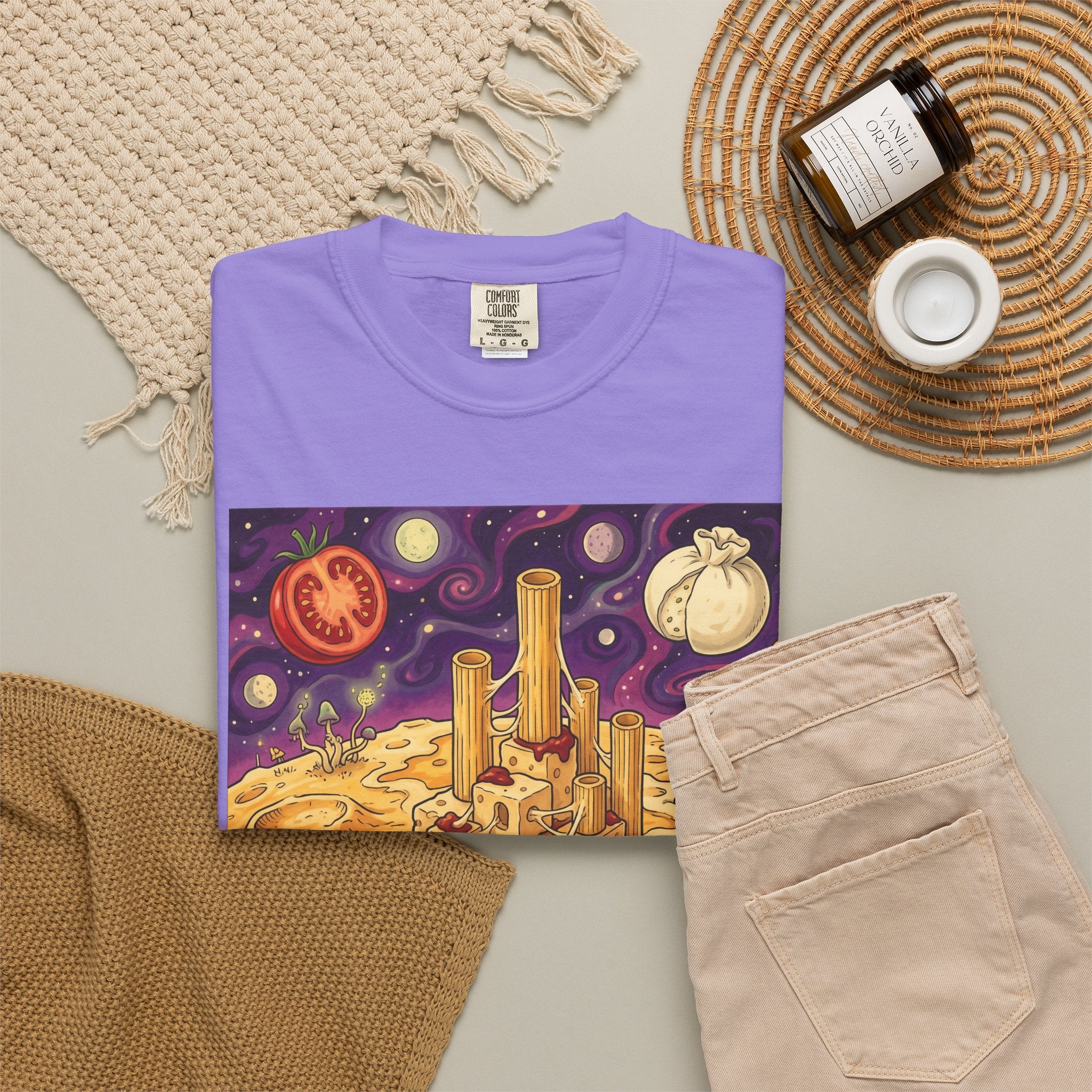The Pasta Citadel — Funny Pasta Castle Tee · Surreal Foodie Art