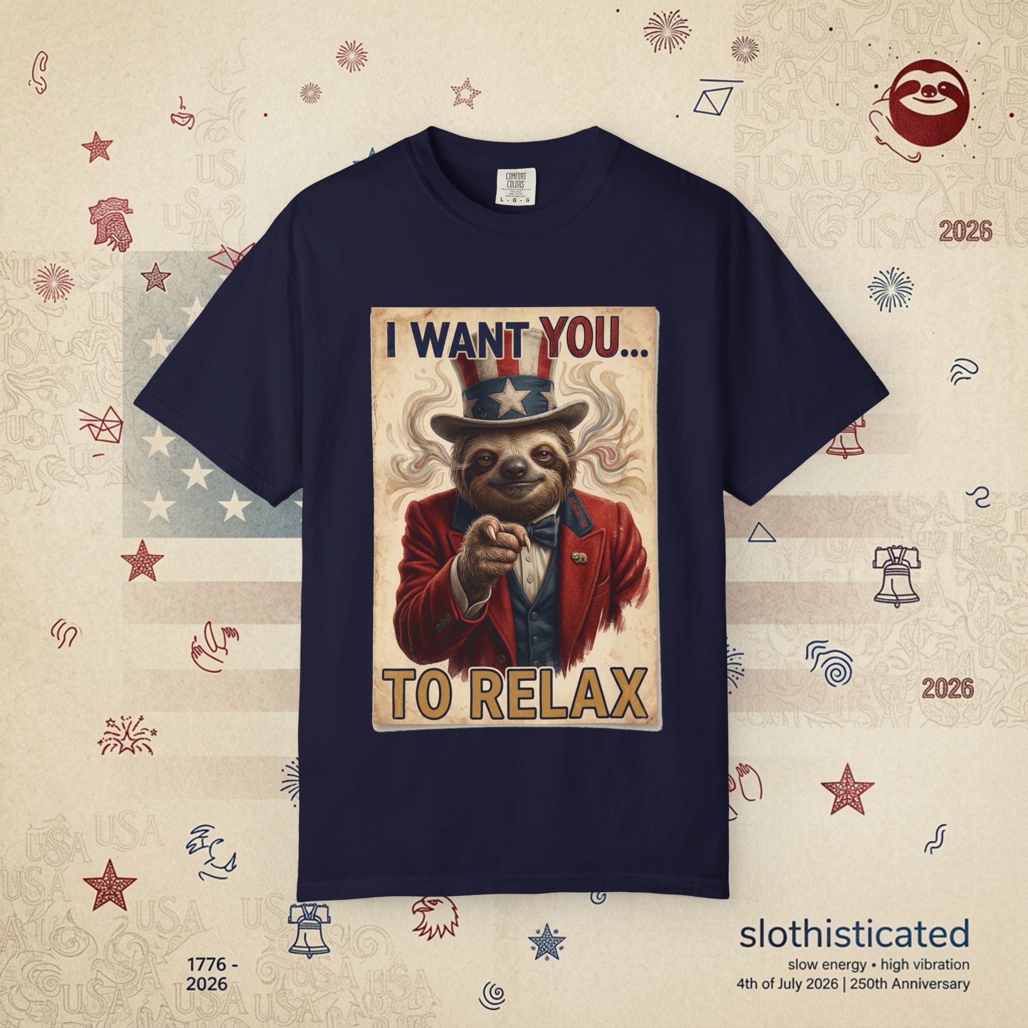 Uncle Slow — Patriotic Uncle Sam Sloth Relax Parody T-Shirt
